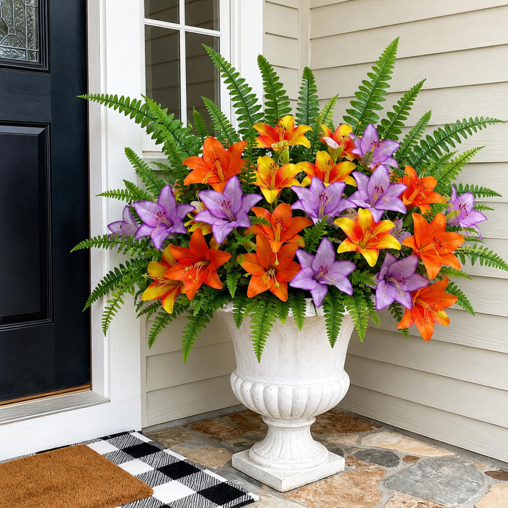 ATAVSADN 9 Bundles Artificial Flowers for Outdoors/Indoors, Artificial Plants Outdoor, Fake Flowers for Outside Garden Porch Window Box Home Wedding Farmhouse B,One Size