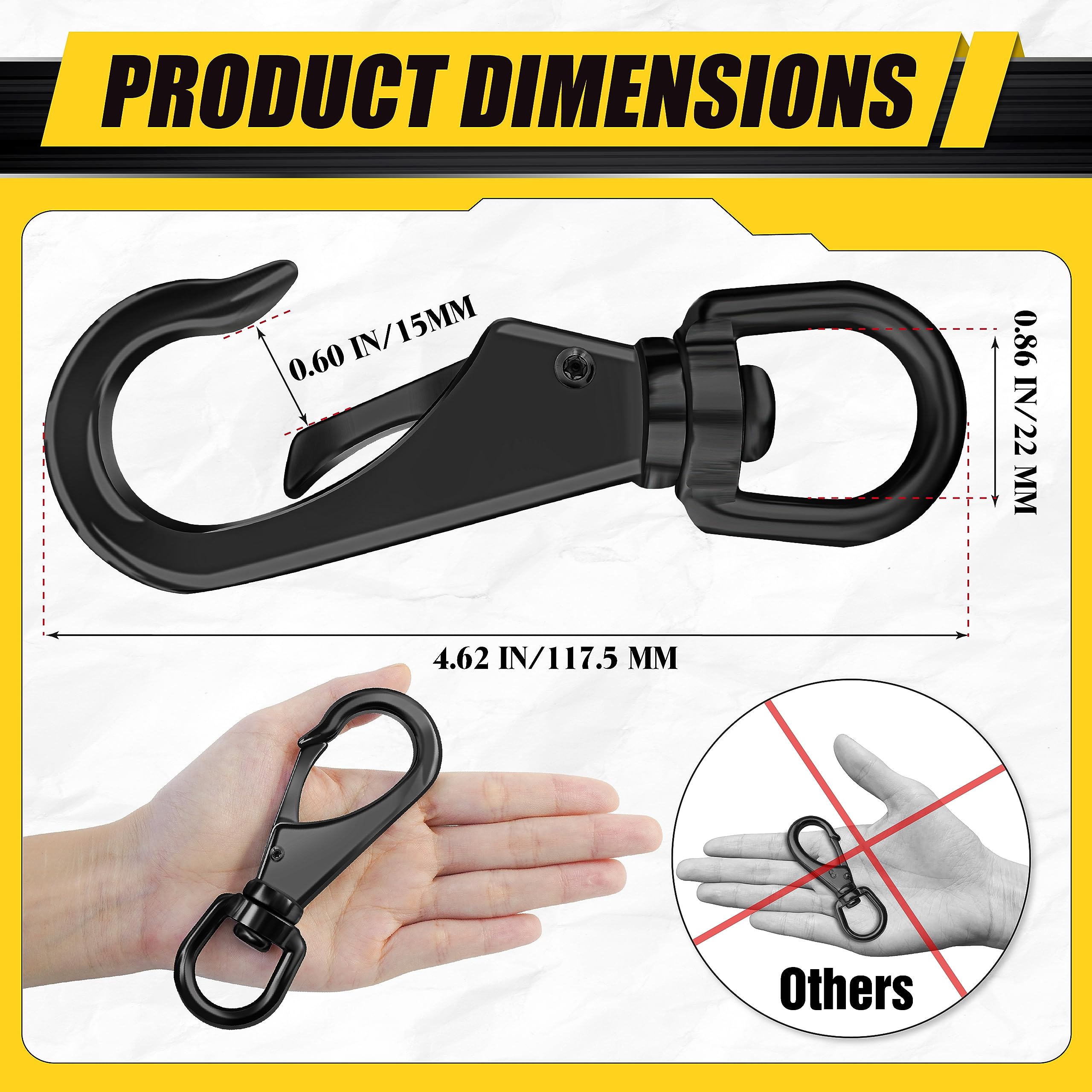[Extra resistente] 2 broches giratorios de acero inoxidable de 4.6 pulgadas, capacidad de 220 libras, clips giratorios multiusos, ideales para marinos, deportes, equipajes, mascotas, columpios,