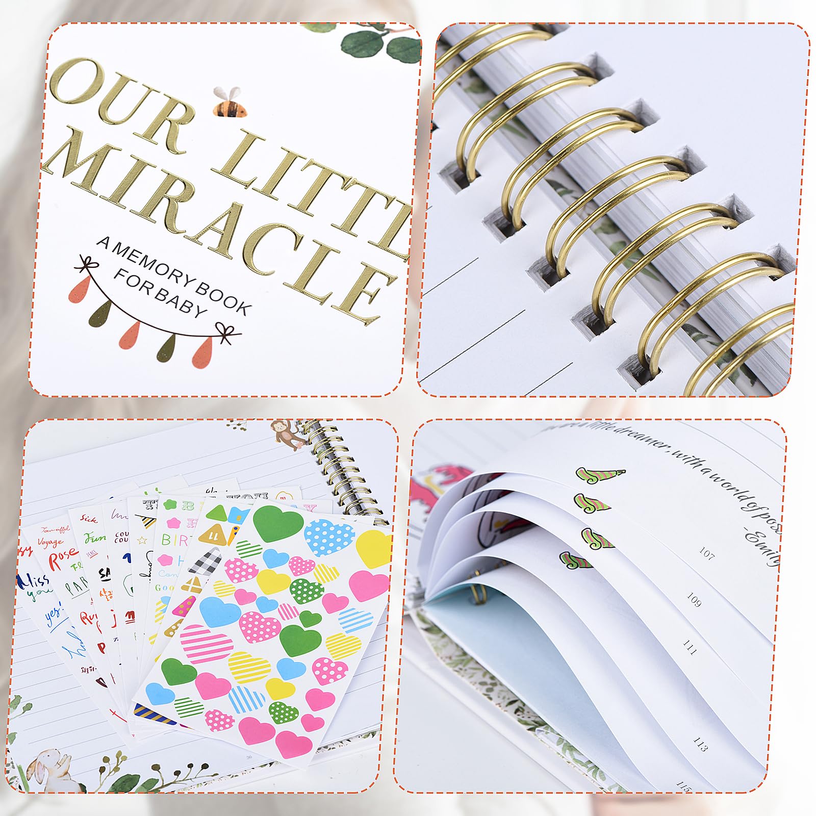 Baby-Erinnerungsbuch – Unser kleines Wunder, 248 Seiten, farbig, Erinnerungs-Tagebuch für die ersten fünf Jahre, Unisex-Baby-Scrapbook, Aufzeichnungsbuch für frischgebackene Eltern, ideales Geschenk
