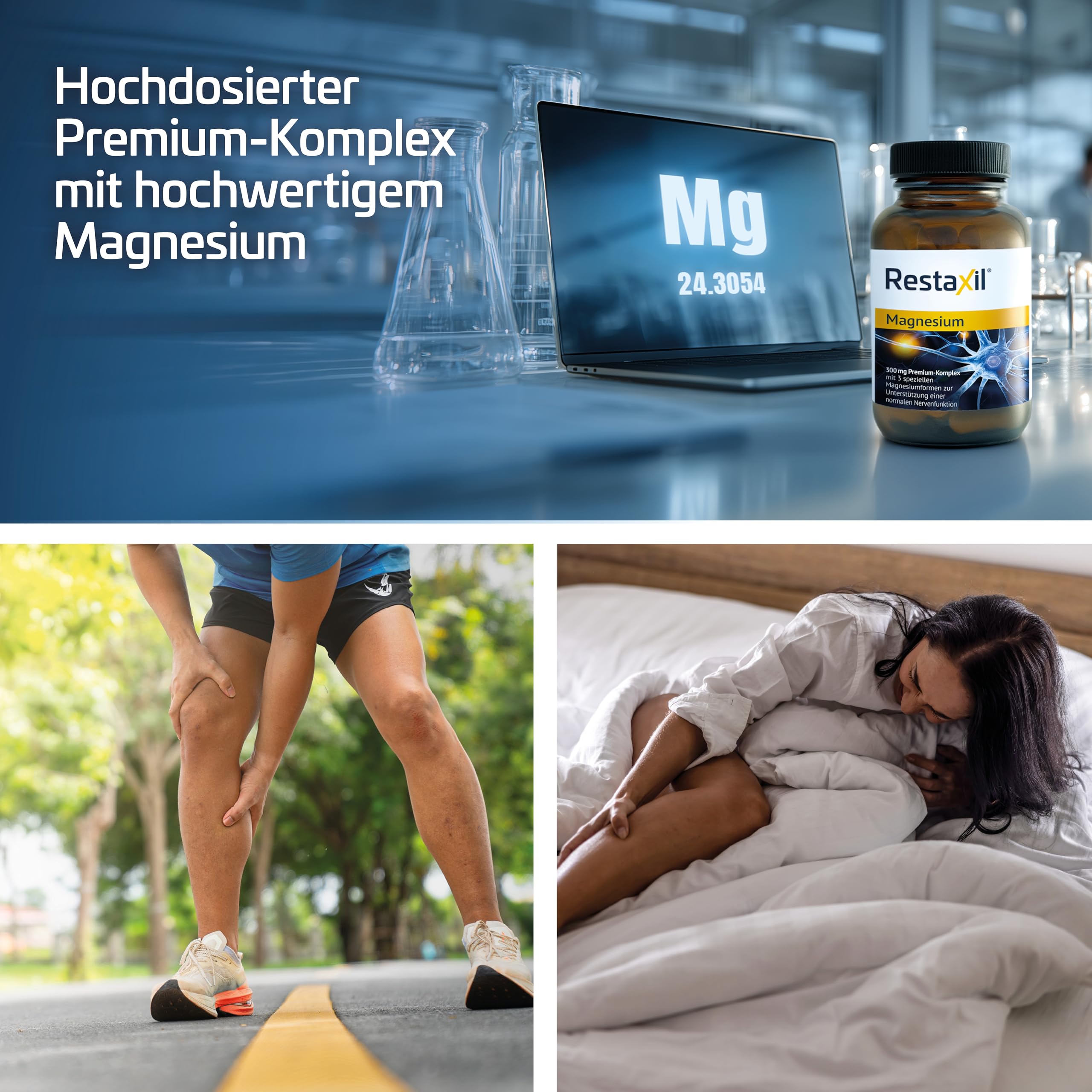 Restaxil® Magnesium [60 Stück] – Premium-Magnesium-Komplex mit Magnesiumbisglycinat, Citrat & Oxid – vegan, gluten- & laktosefrei, in Deutschland hergestellt