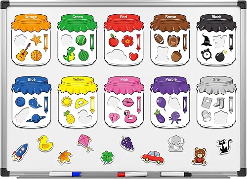 Juego de 10 piezas de clasificación magnética de reconocimiento de color, imán educativo de color para bebés y niños pequeños para refrigerador,