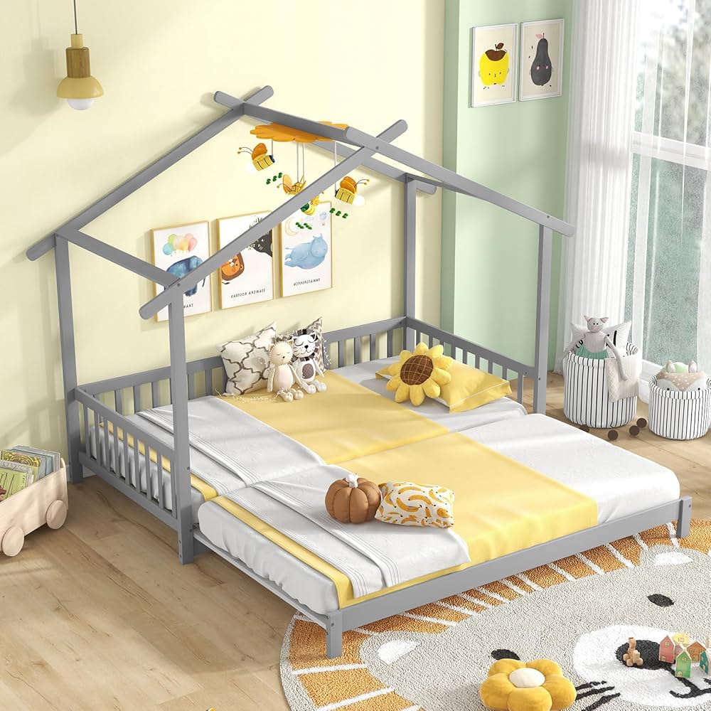 Giantex Extendable House Bed for Kids, Twin to King Daybed