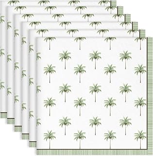 Palm Trees Print Cloth Napkins 100% Cotton, 18" X 18" Dinner Napkins Cloth Set, Washable Napkins for Home, Kitchen, Dinner, Party, Wedding, Cocktail, Set of 6