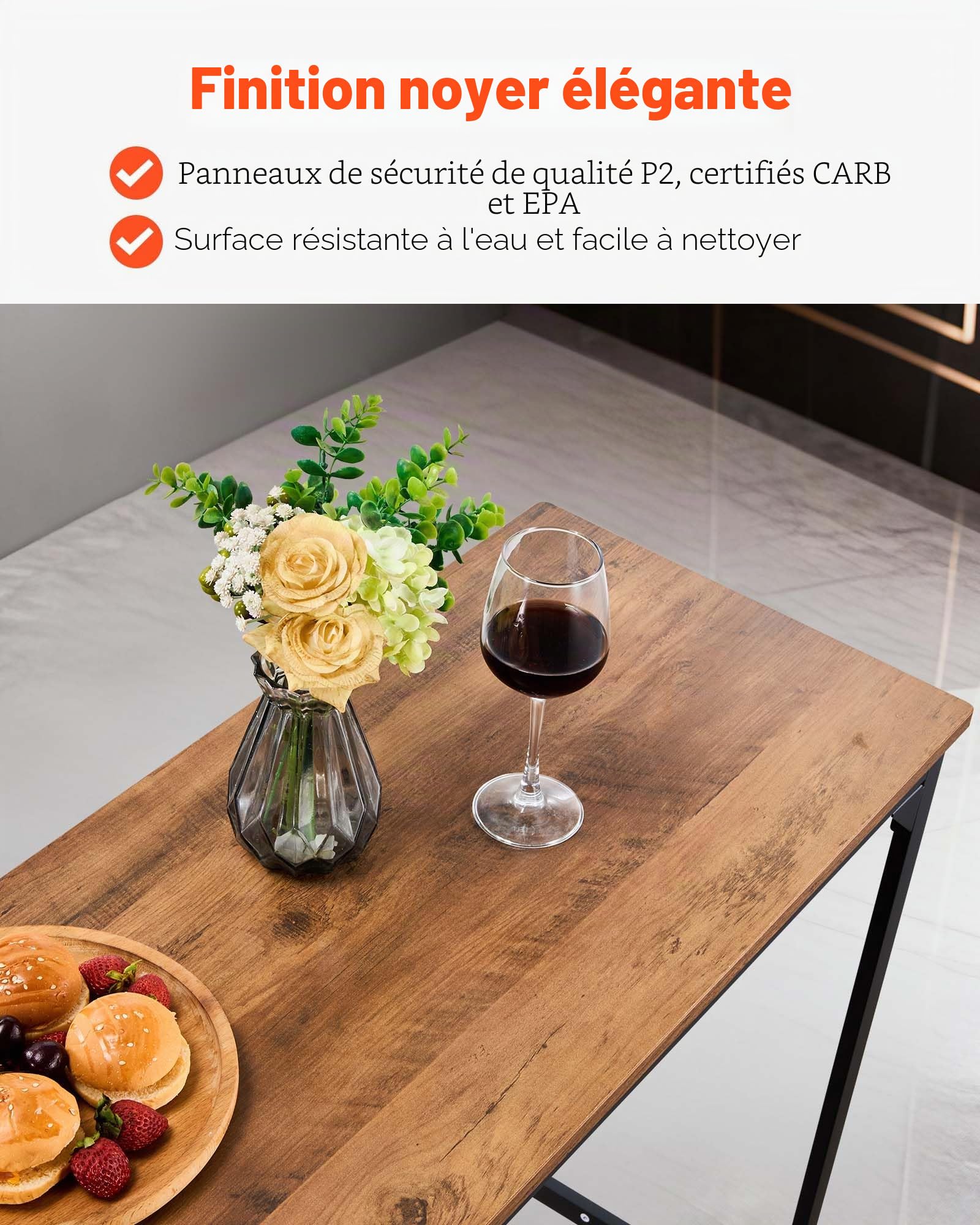 VEVOR Table de Bar Rectangulaire 160 cm, Table Haute de Cuisine, Meuble pour Balcon Salon Salle à Manger Bureau Coin Repas Bistro, Mange-debout Allongé, Plateau en Panneaux de Particules, Marron Clair
