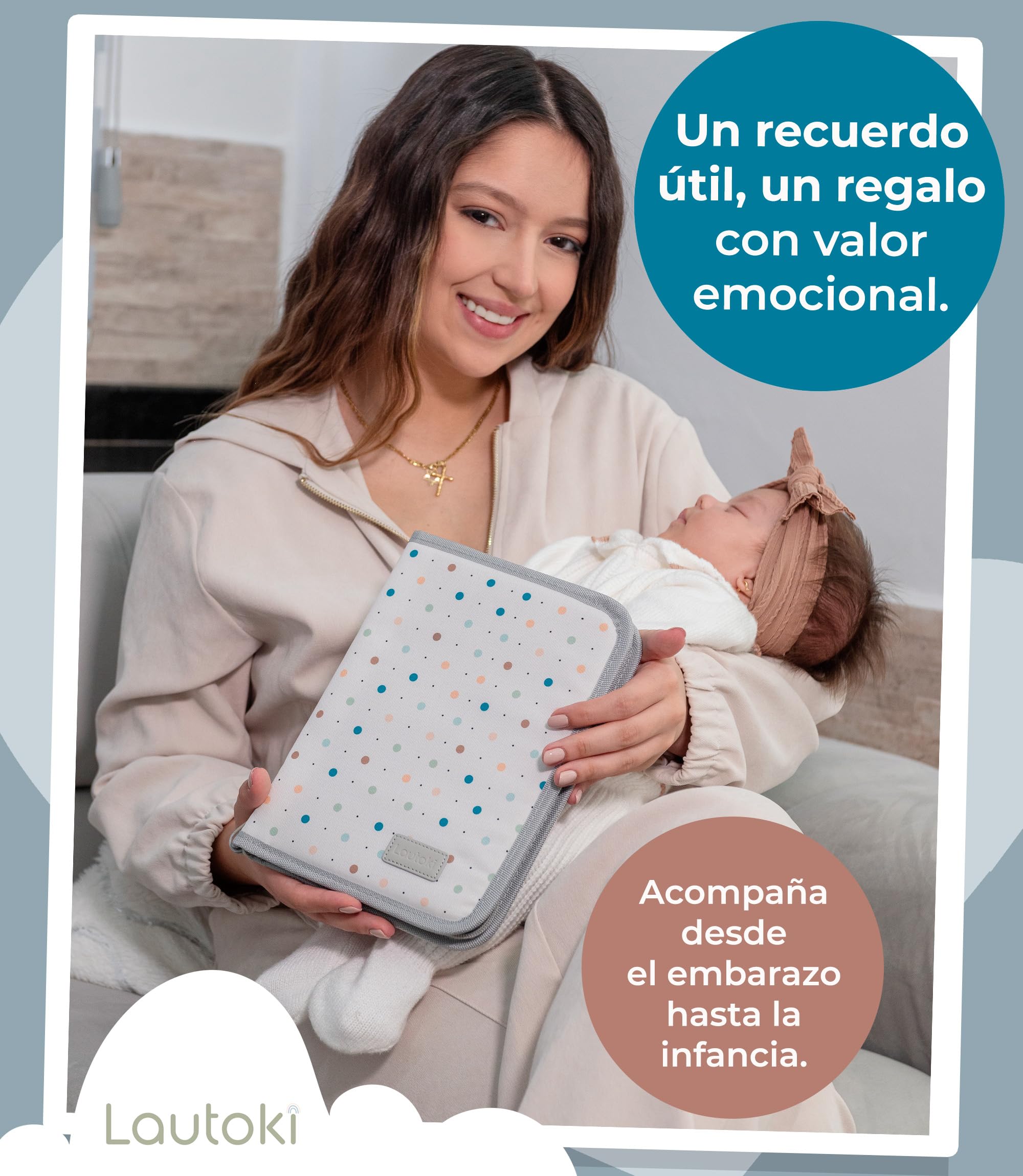 Portadocumentos Bebé Impermeable con Cremallera - Funda para Cartilla Sanitaria y Documentos del Bebé - 8 Compartimentos - 25 x 19,5 x 3 cm - LAUTOKI®