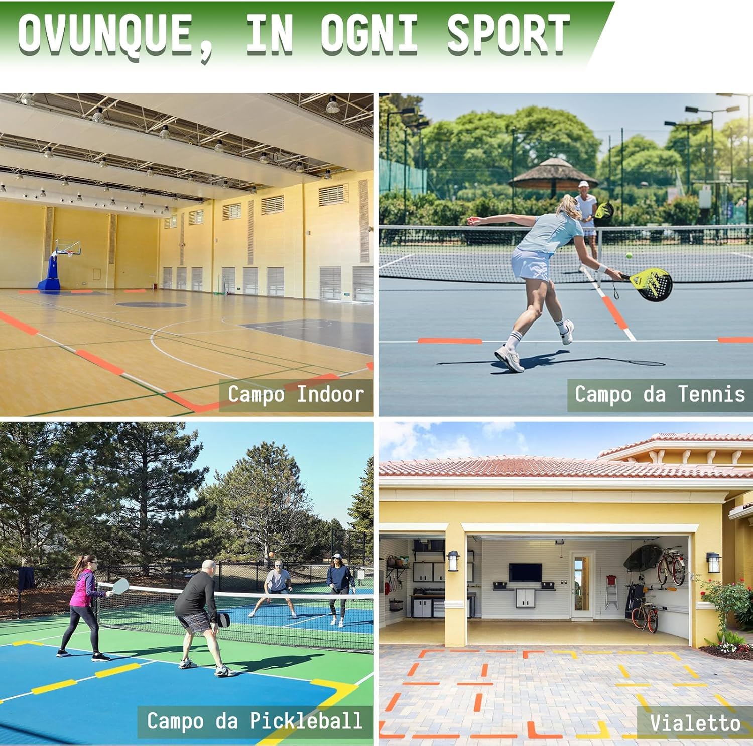 BOOSTEADY Kit di Marcatori per le Linee del Campo Anti-scivolo e Resistenti al Vento 28 Pezzi o 84 Pezzi, Campo di Rete per Pickleball per Campi all'aperto e al Coperto