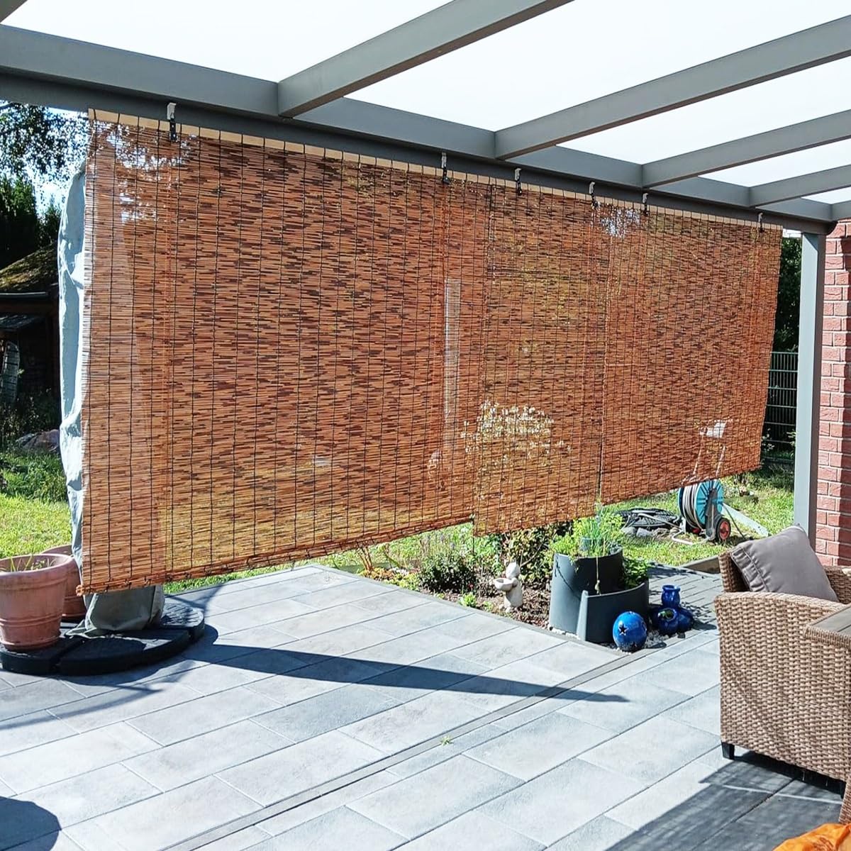 Stores enrouleurs en Bambou, Rideaux en Bambou Naturel for fenêtres intérieures 60 75 95 110 135 155 160 cm, Installation Facile, Store Venitien for terrasse, Balcon, Salon(120 x 250 cm)