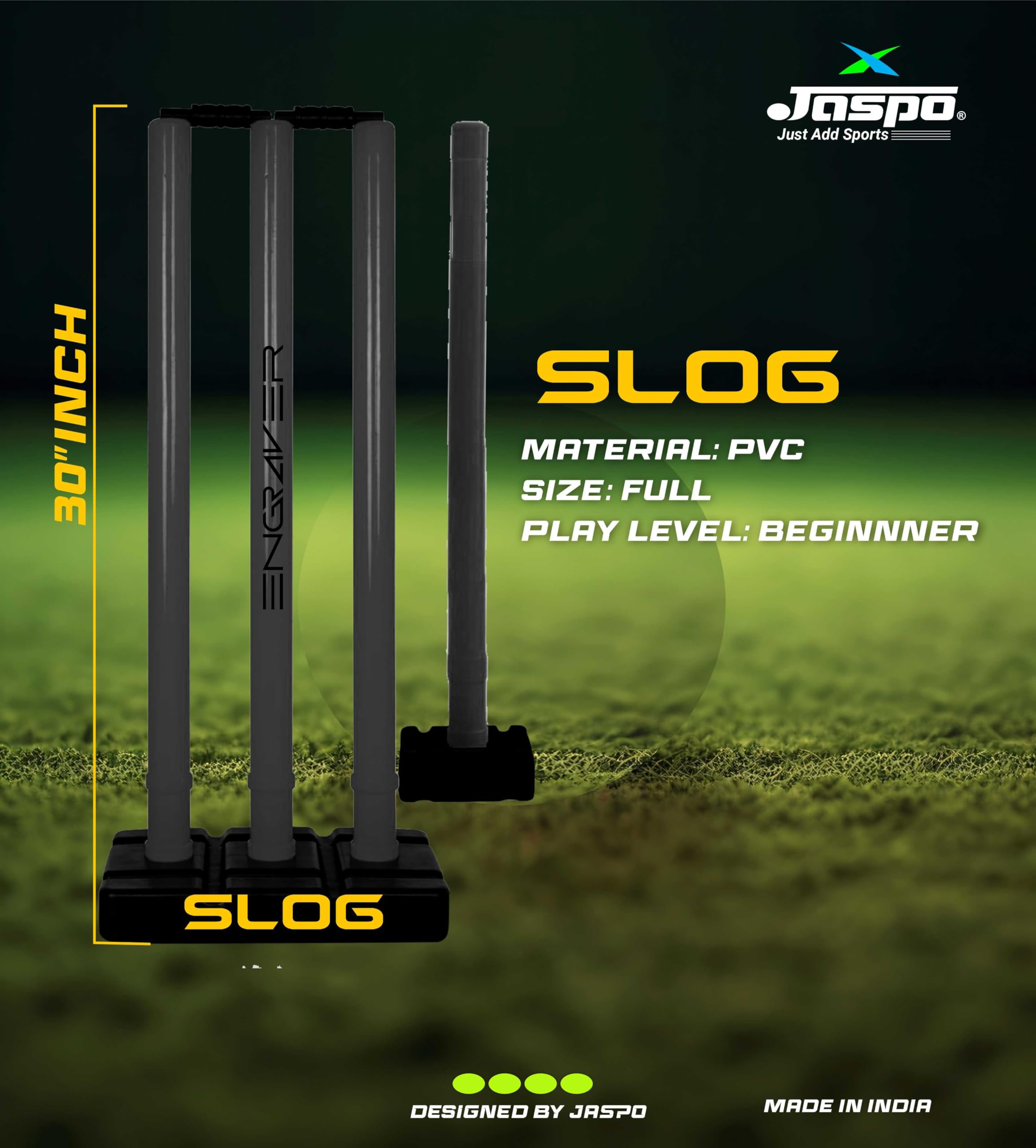 JASPO Slog Engraver Cricket Kit – Stumps – Lightweight & Durable Tennis Cricket Plastic Kit (Wicket Set Only)