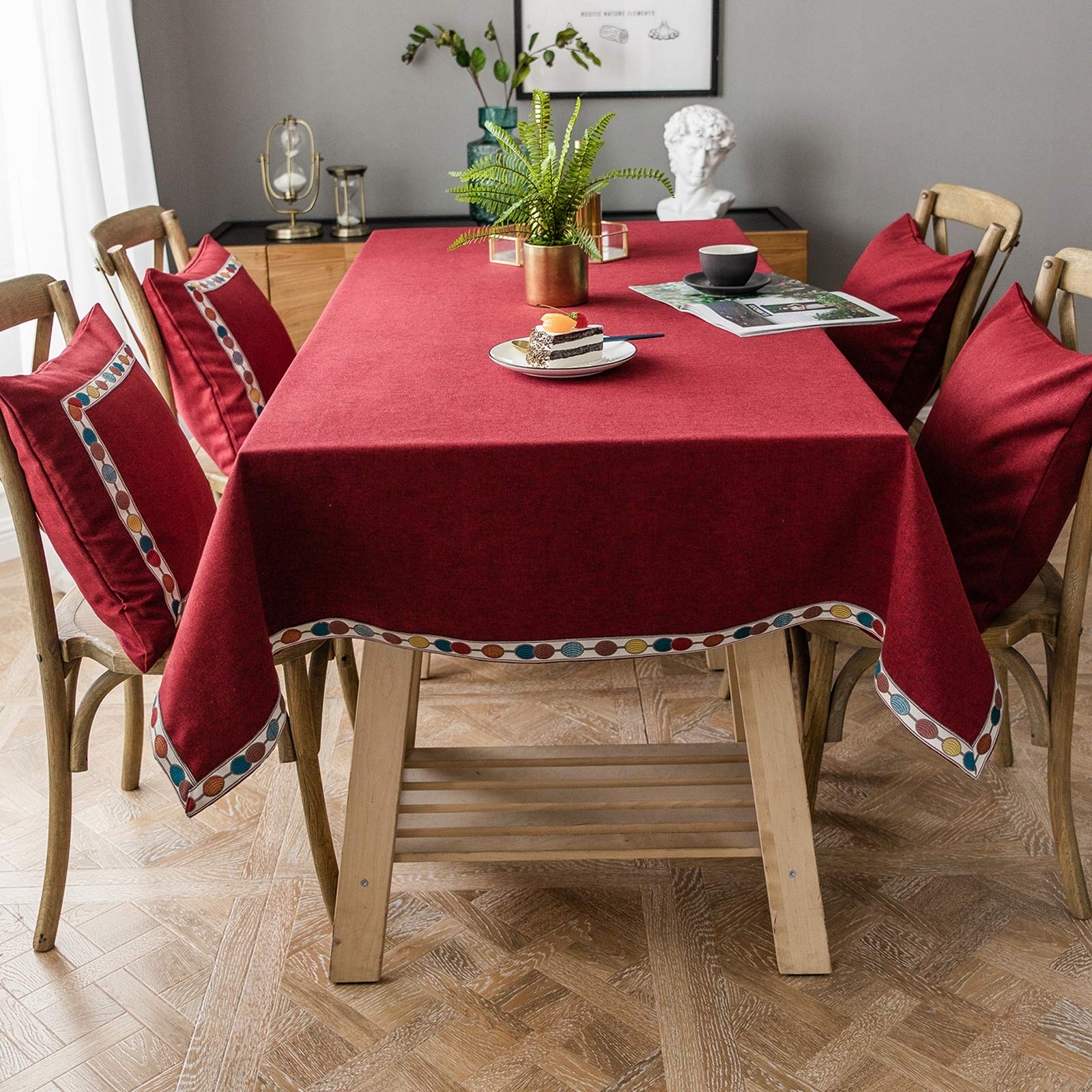 ZXQY Rectangular Tablecloth,Cotton linen Soft Washable Table Cloth Solid Color Waterproof Dining Table Cover for Kitchen Dinning Tabletop Buffet Decoration