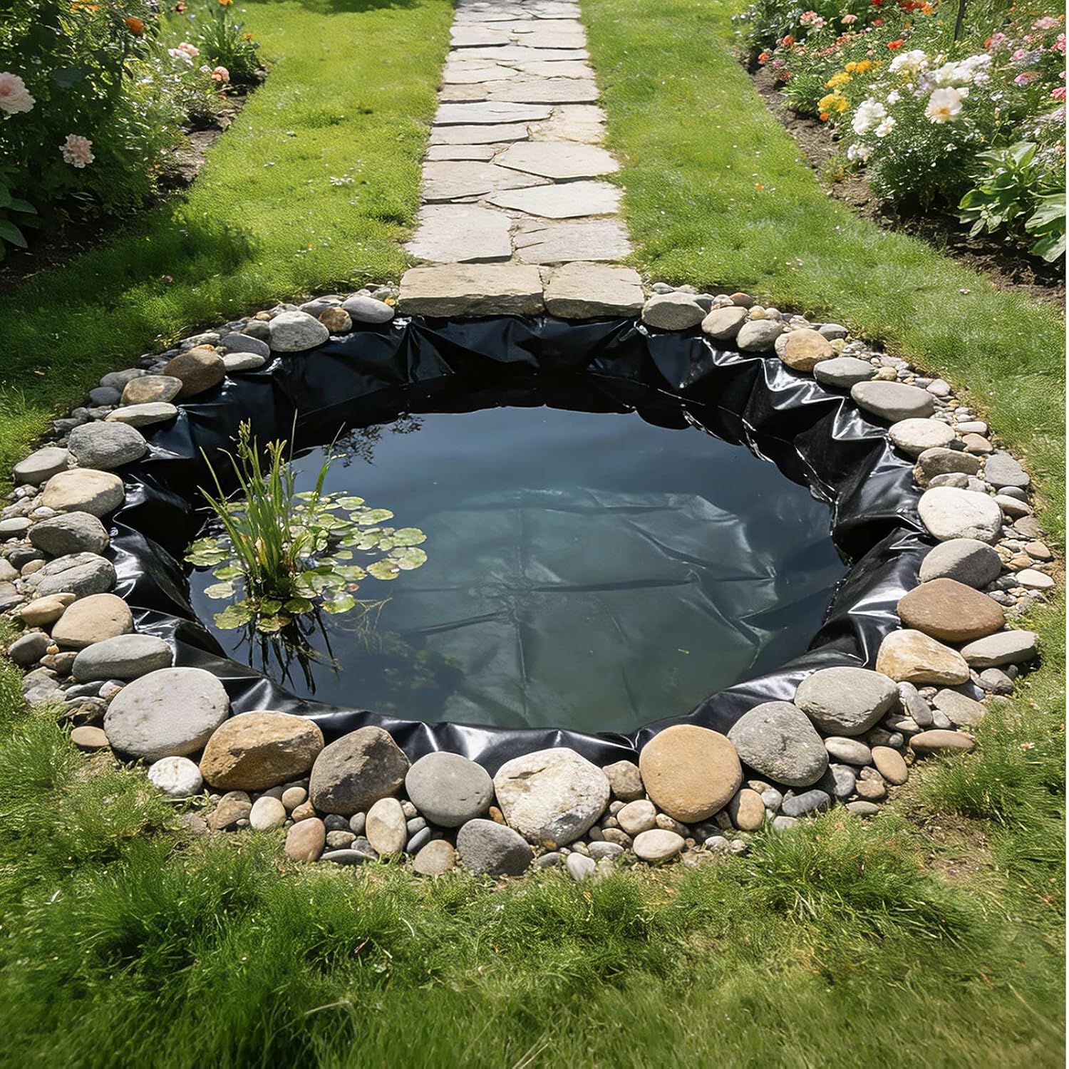 VEVOR 8 x 10 ft Pond Liner, 45 Mil Thickness, EPDM Rubber Material Fish Pond Liner for Outdoor Ponds, Easy to Cut, Durable & Leakproof, for Water Garden, Waterfall, Fishpond, Koi, Fountains, Black