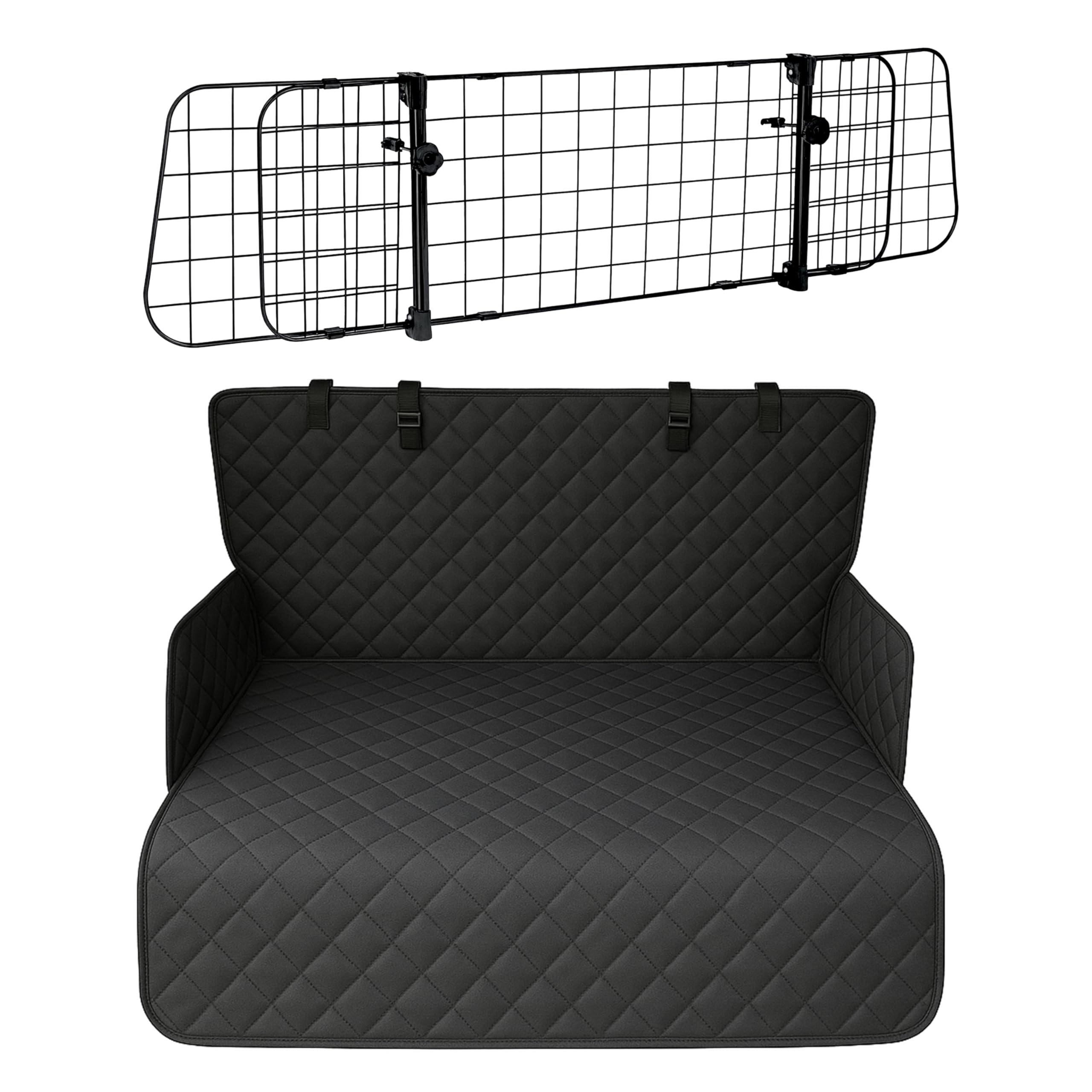 Set Auto pour Chien - Couverture de Coffre Imperméable & Antidérapante + Grille de Séparation Réglable - Universel, Robuste & Facile à Installer - Transport Sécurisé & Protection Complète