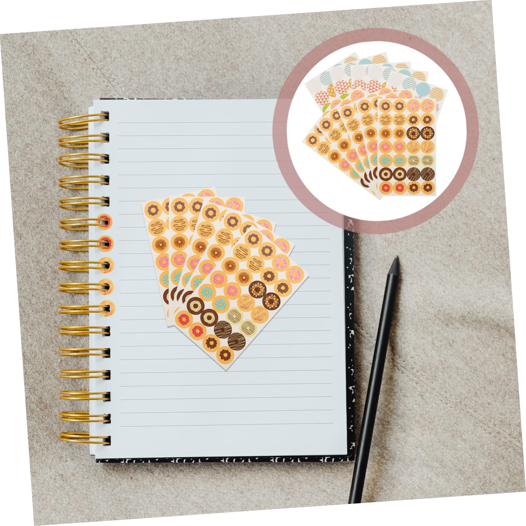SEWACC 4480piezas Etiquetas De Refuerzo Para Papel De Carpeta Pegatinas Autoadhesivas Para Reparar Páginas Para Escuela y Manualidades Diseño Geométrico y Donut Páginas Total
