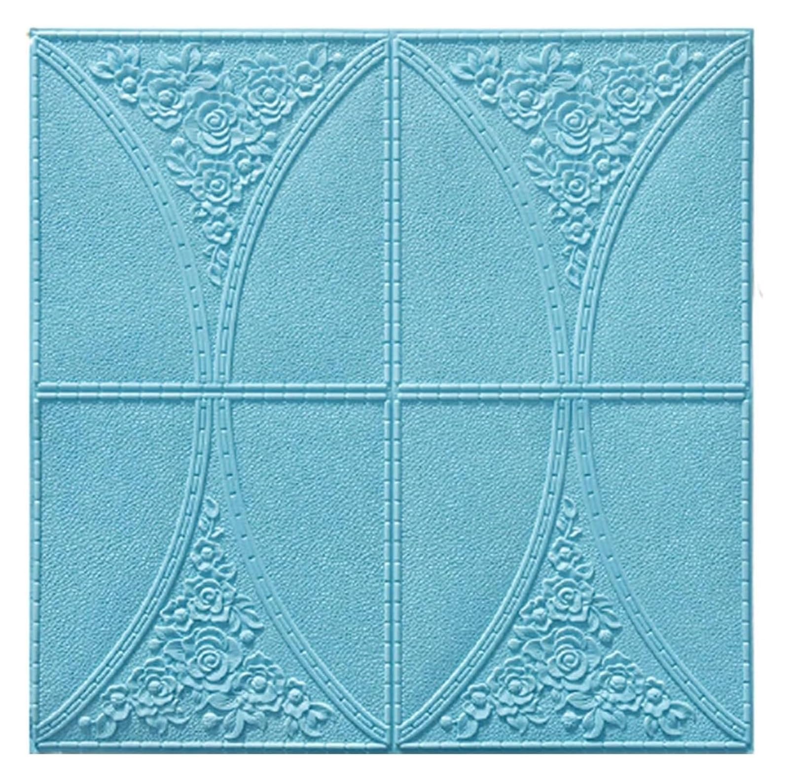 Wall Panel，3D Wallpaper for Living Room, Bedroom, 70X70cm Peel and Stick Panels, 10Pcs(Blu)