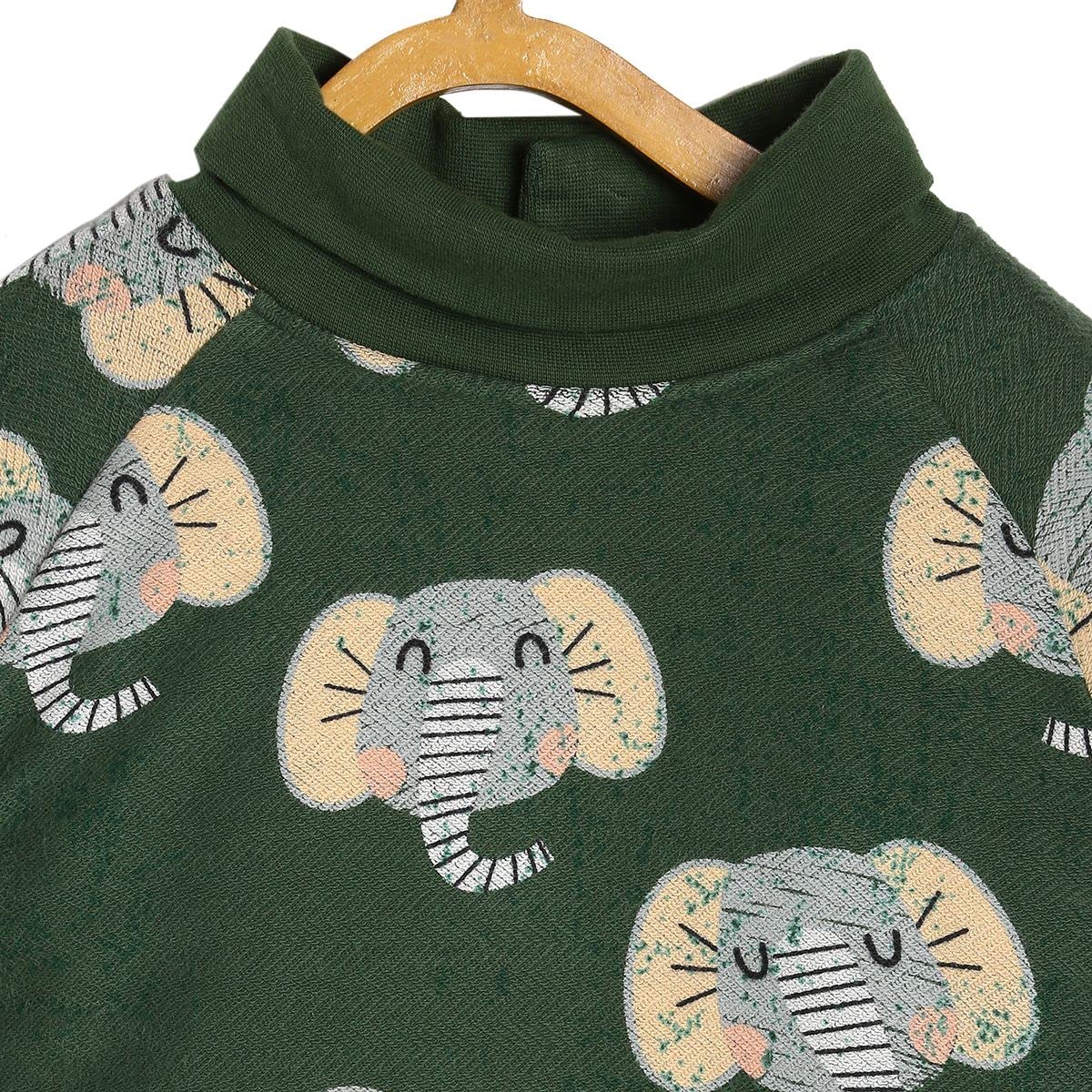 miniklub Baby High Neck Full Sleeve Knitted Cotton Green Color Sweat Shirt (9-12M) 1