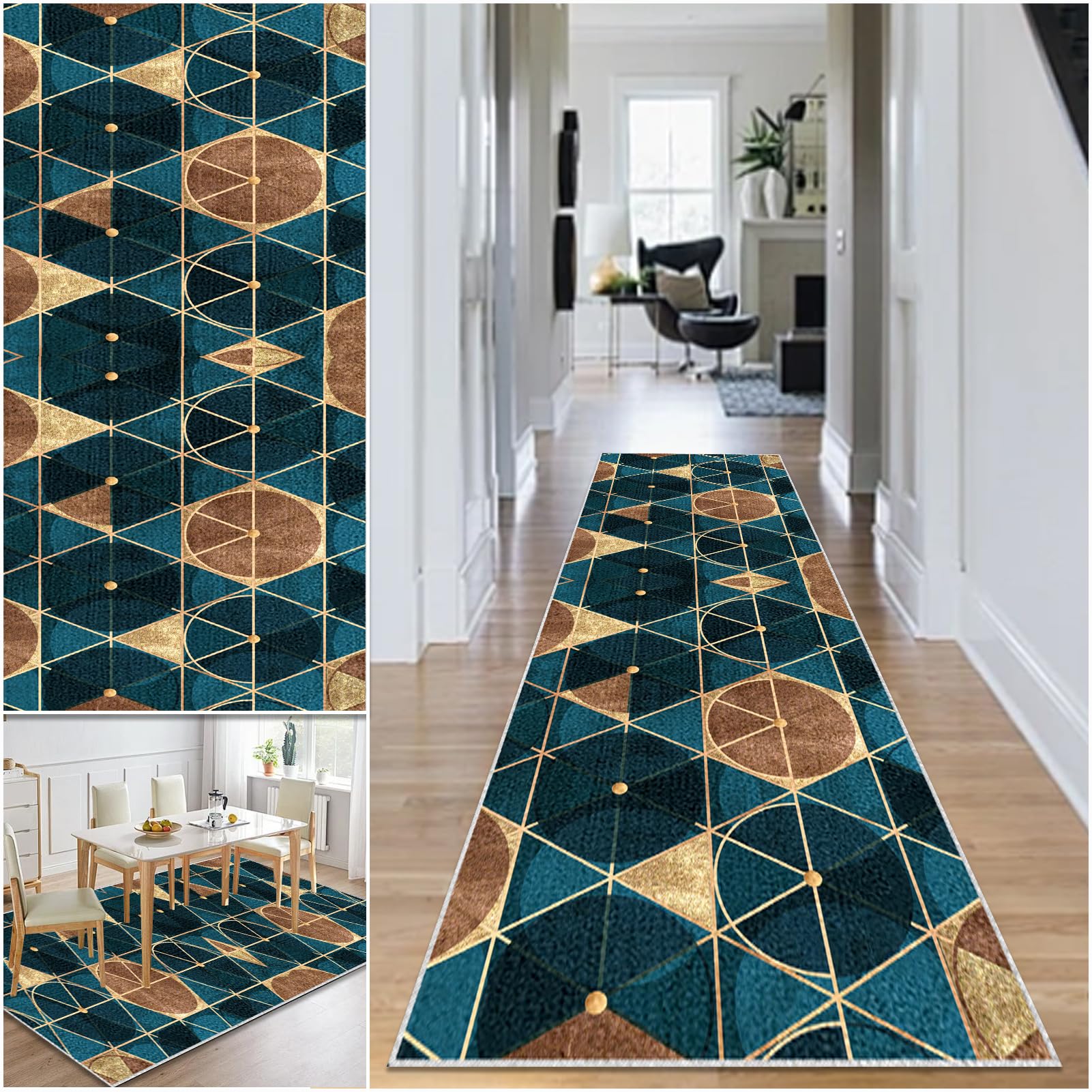 Hallway Runner Rug Non Slip Washable Kitchen Runner Rug 70 x 350 cm Area Rugs Hallway Hall Runners Narrow Rug Low Pile Carpet Runners with Anti-Slip Backing Floor Runner for Hallway Entryway Laundry โ image 1
