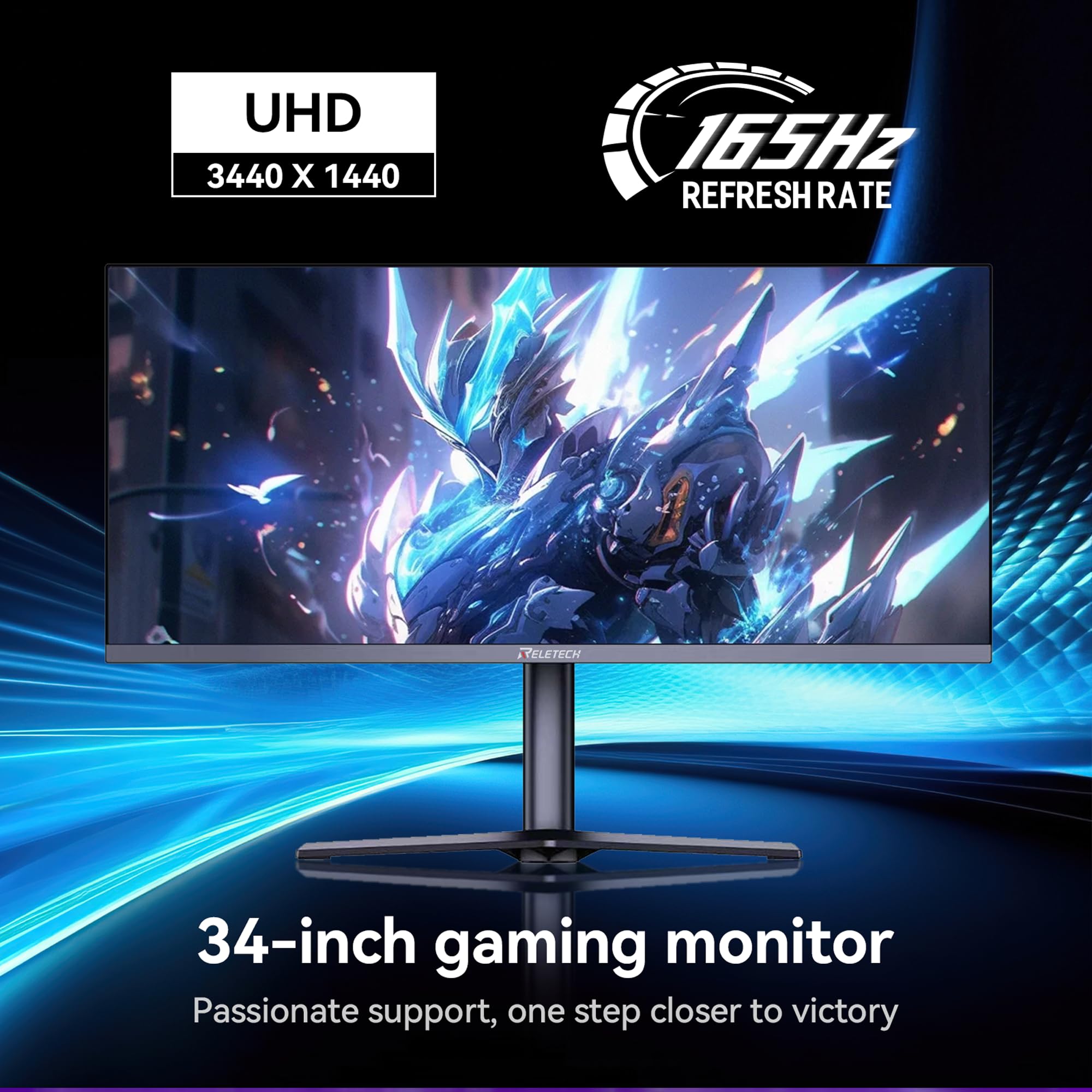 Monitor G34WQ de 34 Pulgadas, Ultra panorámico Curvo para Juegos, relación de Aspecto 21:9, WQHD (3440x1440), 165 Hz, 1500R, Compatible con 1 Salida de Audio, 2 HDMI y 2 DP (Negro).