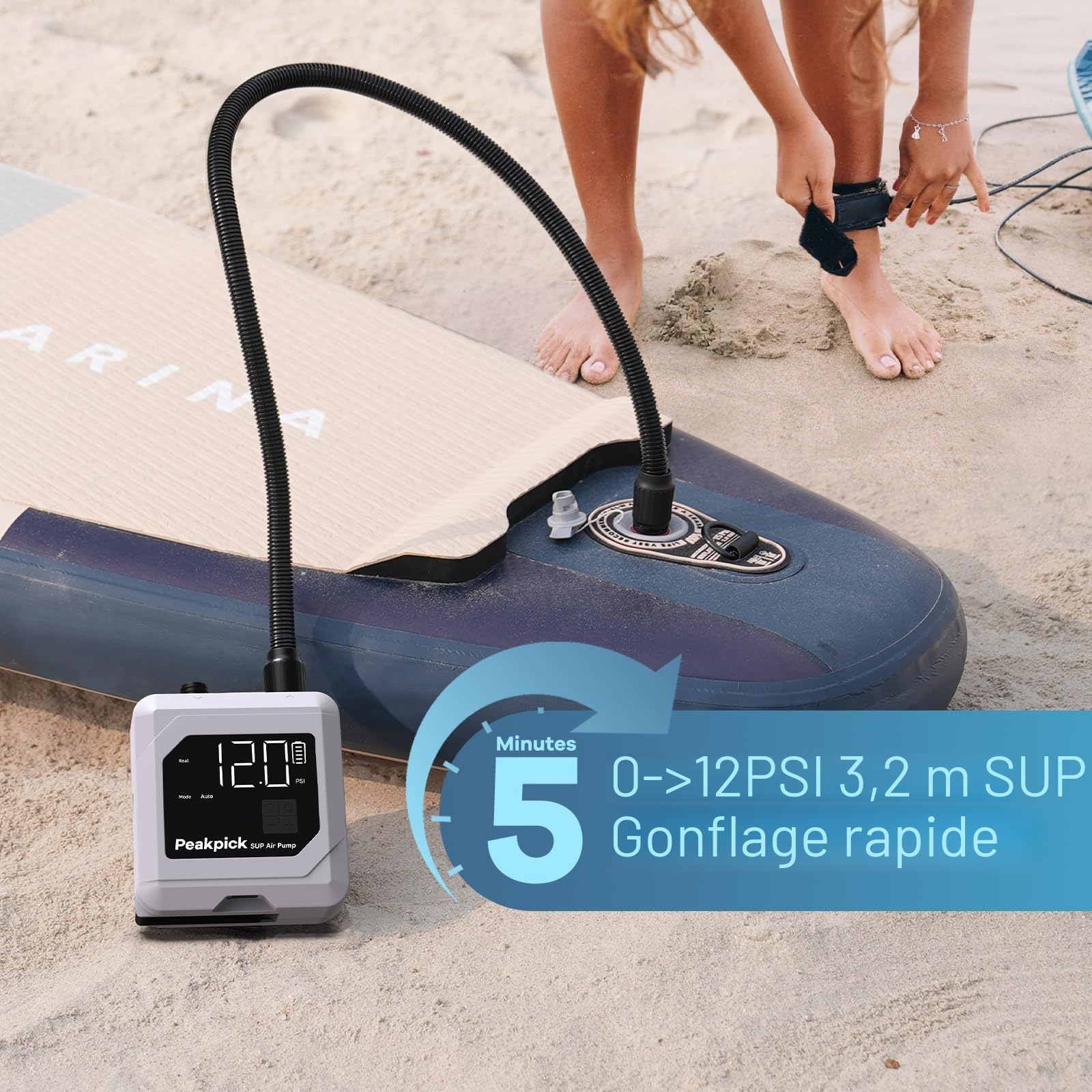 Pompe à pagaie électrique 20 psi, alimentée par Batterie Rechargeable, gonflage et dégonflage, Pompe à air Sup à arrêt Automatique pour Planches à pagaie, Cerf-Volant de Surf, Tente, Matelas