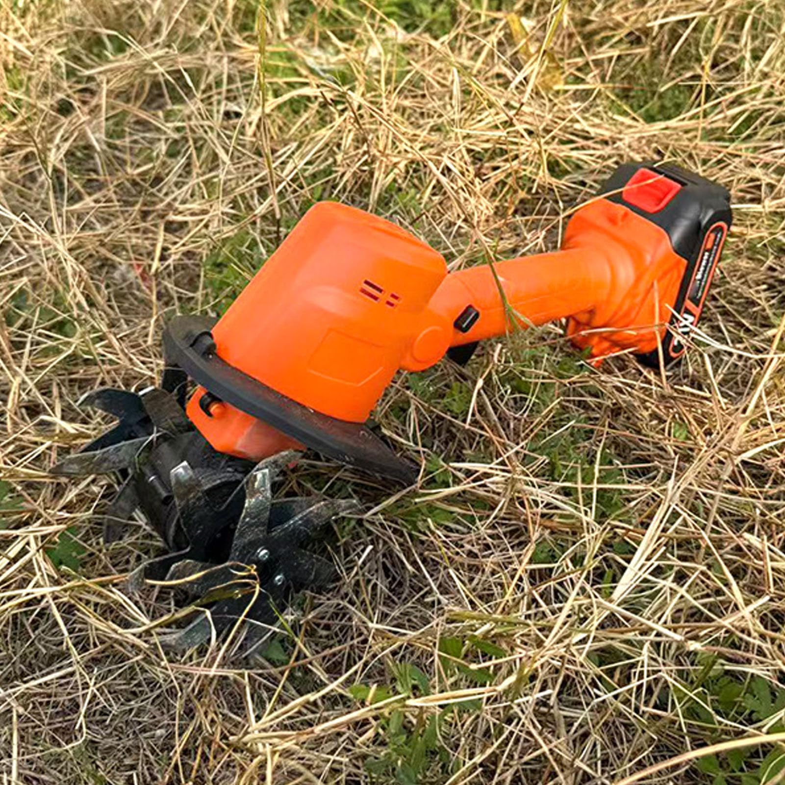 Garosa -Mini-Bodenhacke, Leistungsstarke Bodenbearbeitungsleistung, 4 Zinken aus Manganstahl, 1,5-Ah-, 10 cm Tiefe, für Gartenarbeit, Bodenlockerung, Jäten, Grabenaushub (EU-Stecker)