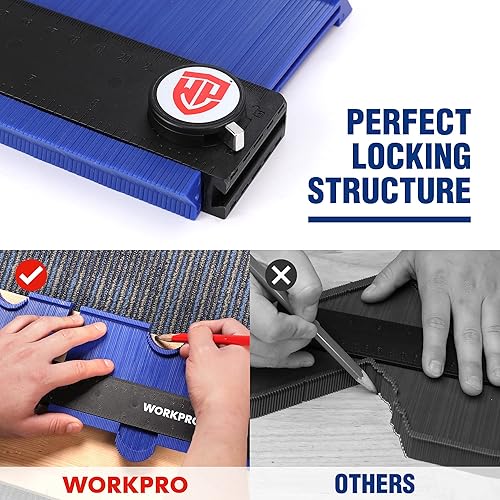 Miniatura 4 de WORKPRO Medidor de contorno conectable (10+10 pulgadas), duplicador de perfiles con cerradura, copia con precisión forma irregular, regalo para