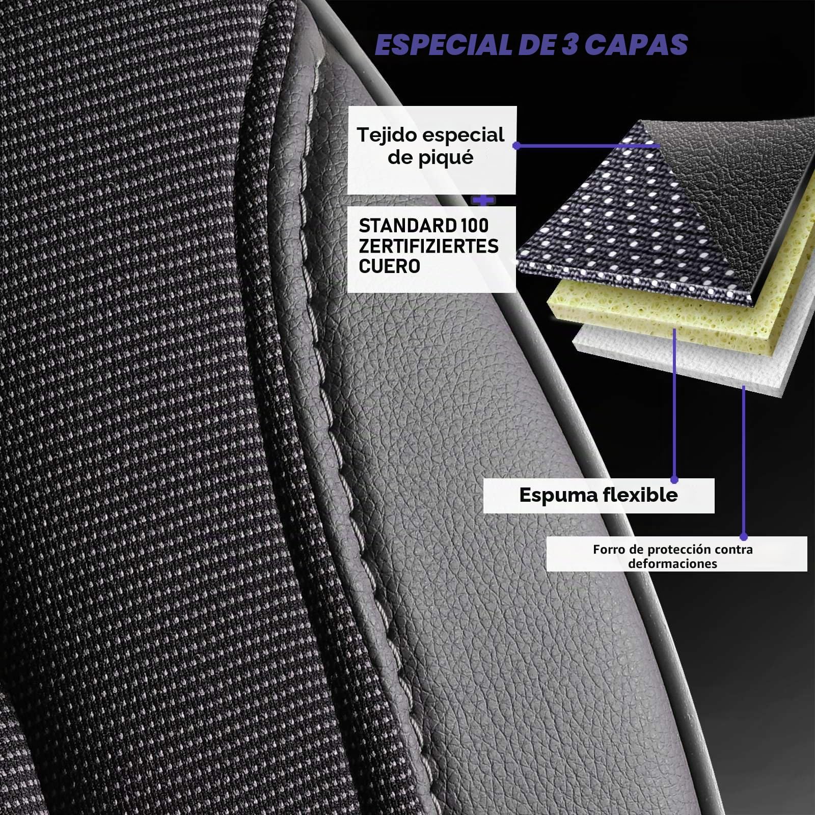 Fundas universales para asientos de coche para turismos y SUV - Fundas premium para asientos delanteros de coche en tejido piqué, negro-gris, funda de asiento compatible con bolsa de