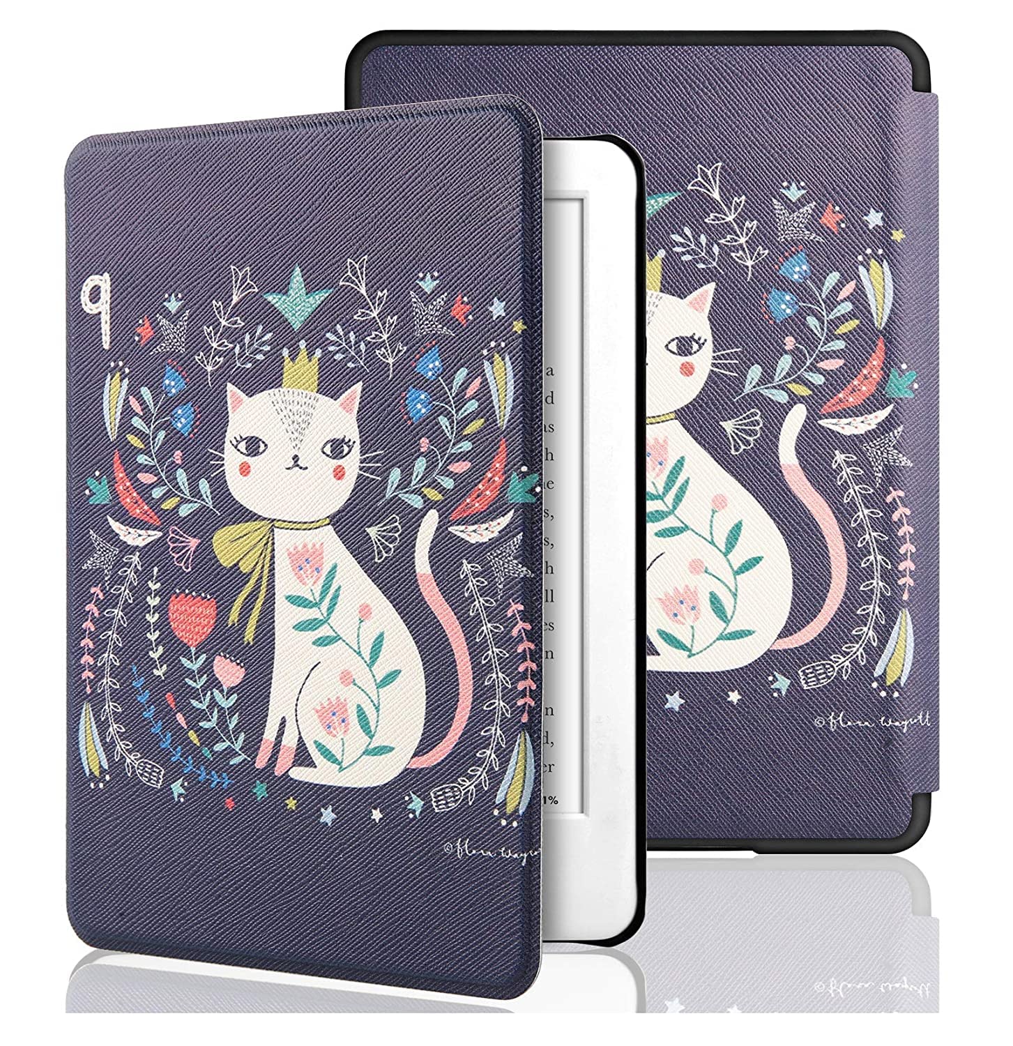 SwooK Classic Printed Magnetic Flip Cover Case for 6.8" Kindle Paperwhite 11 11th Generation 2021 / Kindle Paperwhite Signature Edition Soft Back Flip Cover Case (Kitty)
