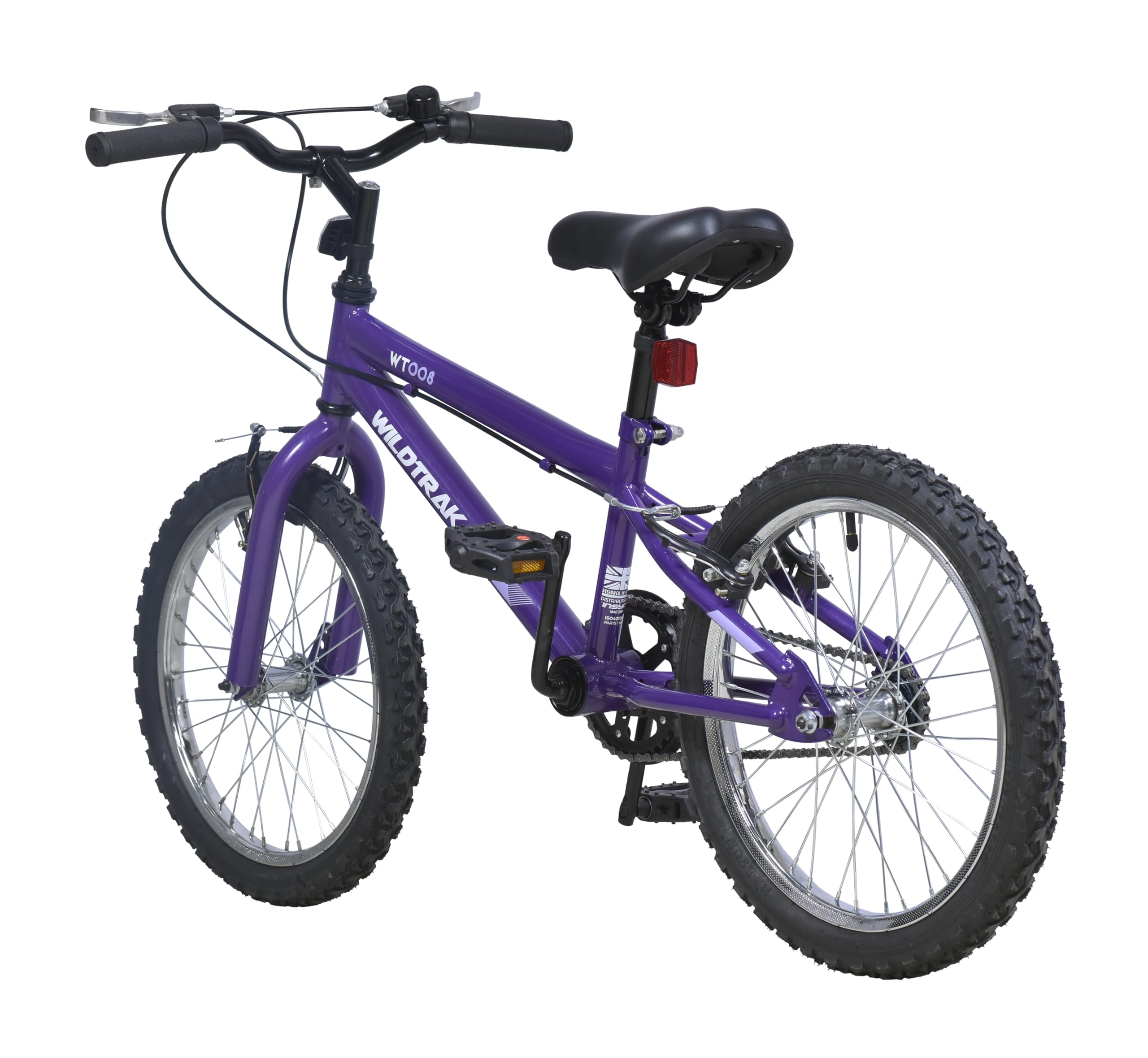 Wildtrak - Bicicletta da 18 pollici per bambini dai 6 agli 8 anni con freni regolabili - Viola