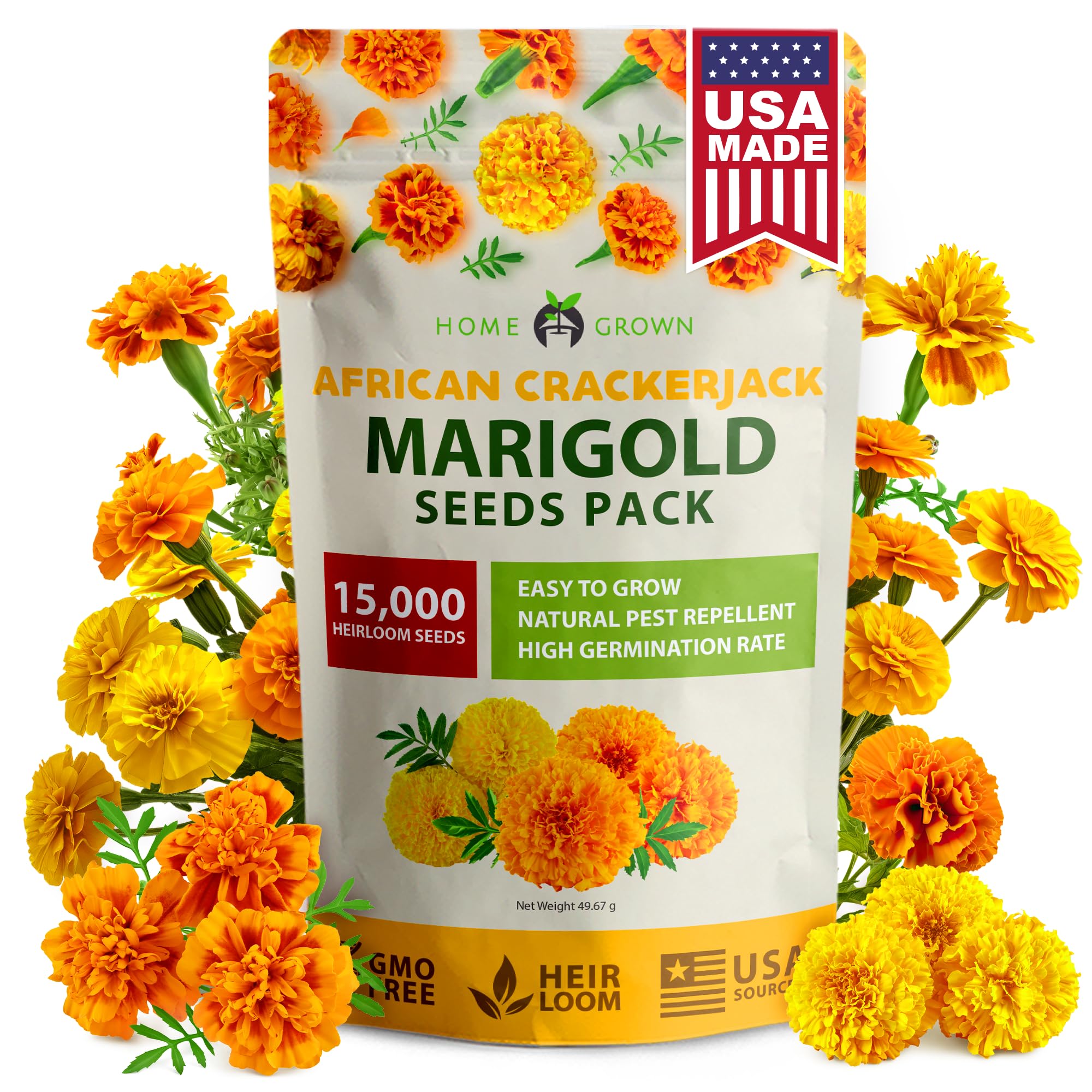 Amazon.com : HOME GROWN Crackerjack Marigold Seeds 2.05oz