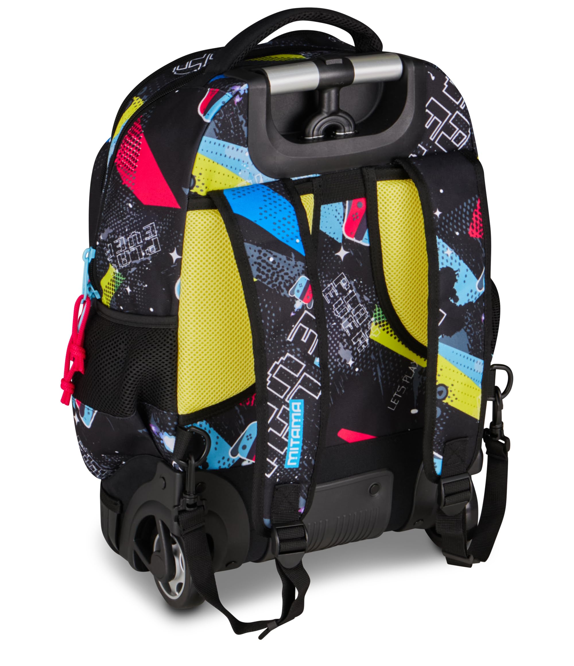 Mitama Zaino Trolley Run Maxi SmartPlay, Spallacci a scomparsa, Bambini e Bambine, Tasca Porta Borraccia, Doppio uso, nero