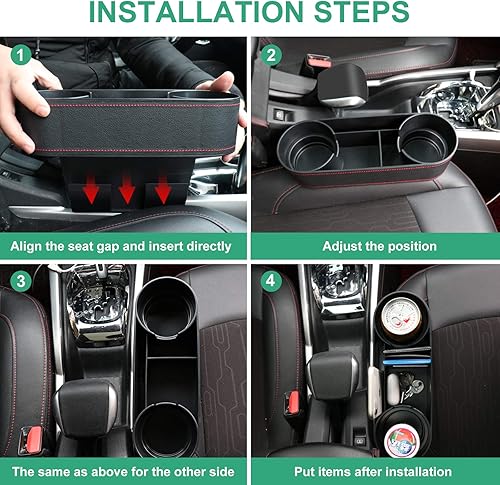 Miniatura 5 de Organizador de asiento de vehículo, soporte para bebidas, caja de almacenamiento multifuncional, organizador de insertos que ayuda a reducir la