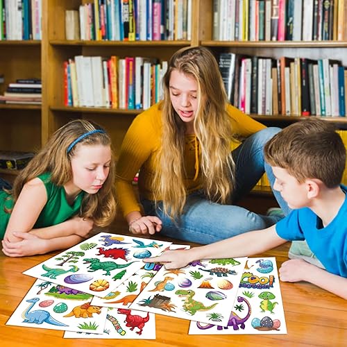 Miniatura 6 de 24 hojas de calcomanías de dinosaurio para niños, con temática de dinosaurios que no se repiten, suministros para fiestas de cumpleaños, calcomanías