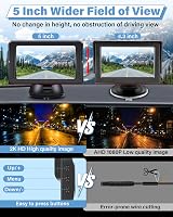 Airpuxem 2K Tolatókamera 5 Colos Monitorral - Fúrás Nélküli, IP69 Vízálló, Éjjellátó Funkció, Egyszerű Telepítés, 12V, SUV/Pickup/Lakóautó K 2