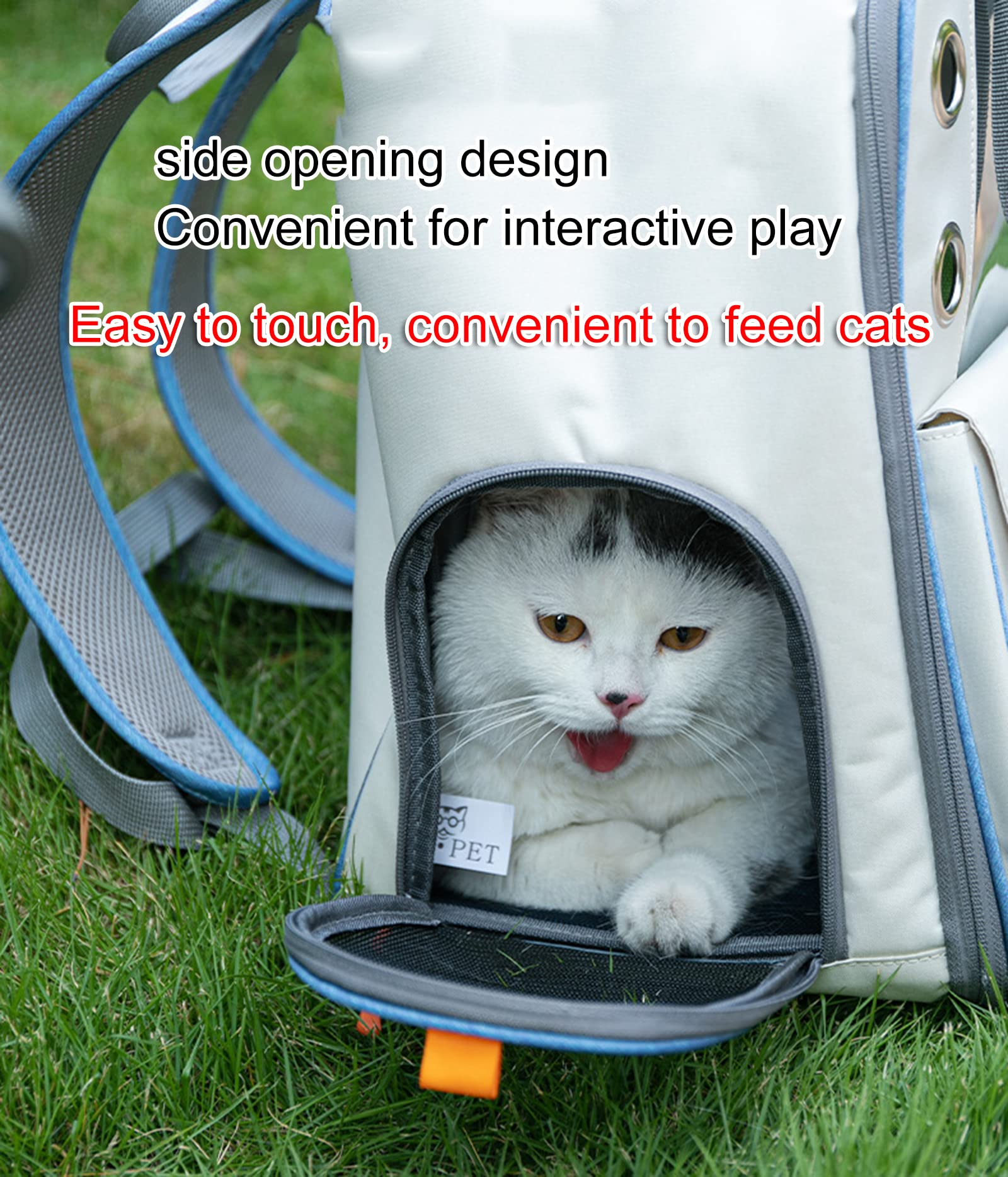 FAXIOAWA Cat Carrier Backpack, Foldable Pet Backpack Carrier for Cats and Small Dogs, Breathable Dog Carrier Backpack with Inner Safety Leash, Ideal for Hiking Traveling Outdoor Use