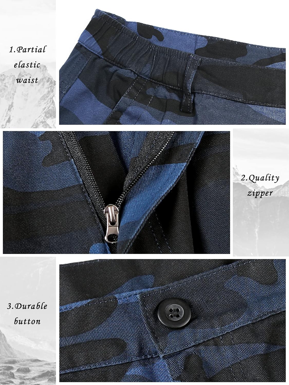 BOJIN Men's Cargo Pants Casual Military Army Camo Relaxed Fit Cotton Combat Camouflage Cargo Work Pants with 8 Pockets - Image 4