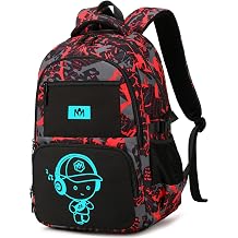 Bluboon Kids Backpack Boys Camo Bookbag Teens Elementary School Bag Daypack Travel Back Pack Middle school Boy-red doodle