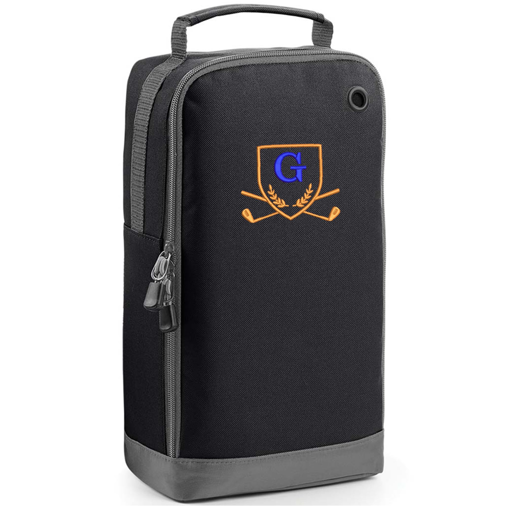 Always Looking Good Golf Shoe Bag with Monogrammed Embroidery Initial Letter Custom Embroidered Golf Boot Bag - Golf Gifts for Men (Black, G)