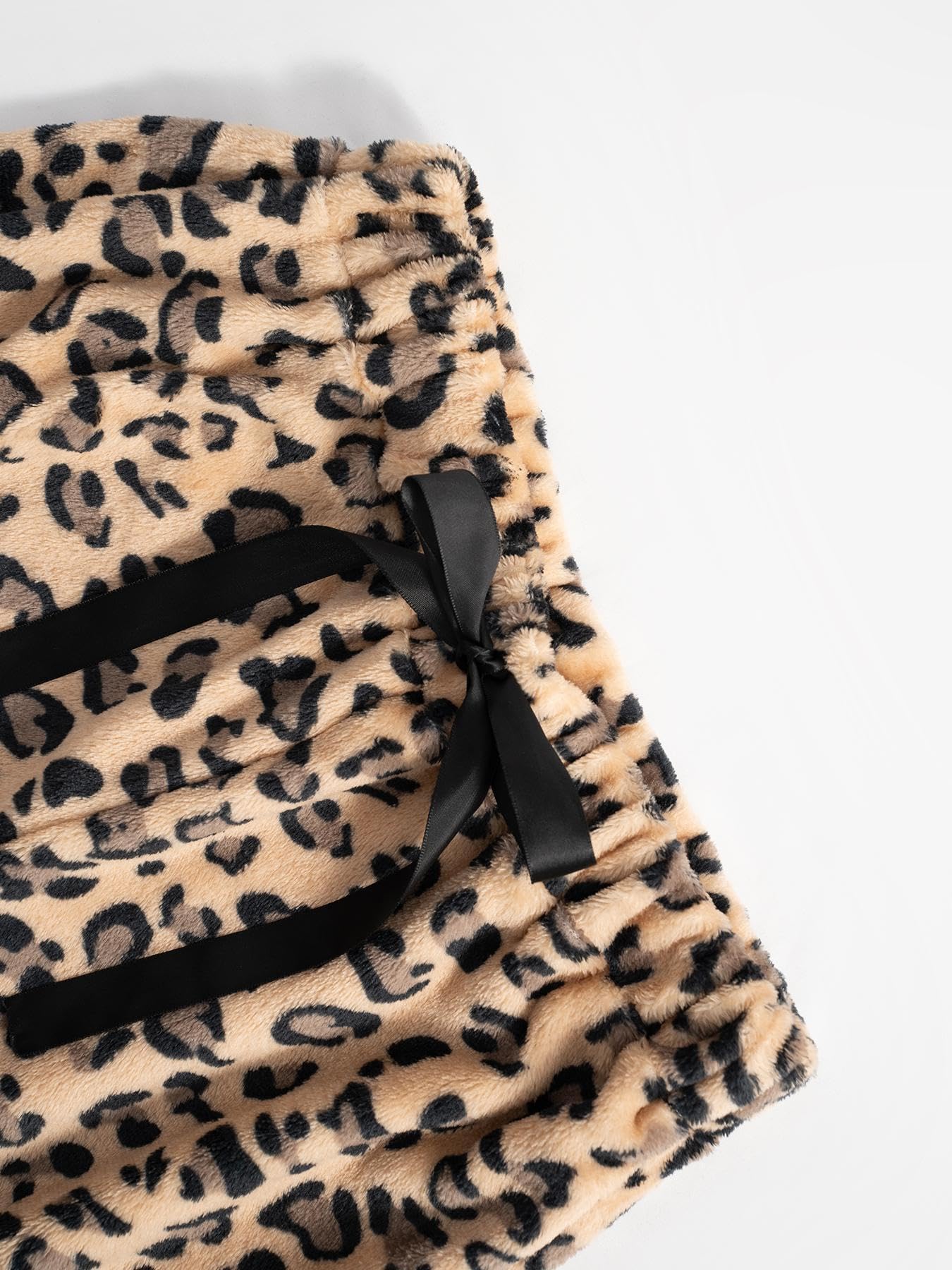 WINKEEY Pantaloni Pigiama Donna Invernali in Flanella Pantaloni comodi e morbidi in pile con stampa leopardata per la casa