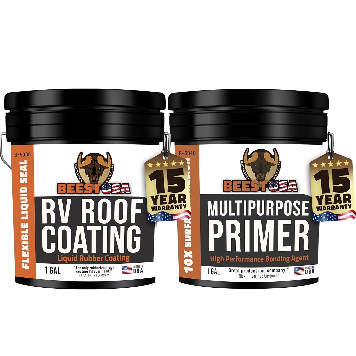 BEEST RV Roof Coating, Camper Roof Sealant & Metal Roof Sealant & Liquid Rubber 1Gal and BEEST Multi-Purpose Primer - Concrete Primer, RV Paint, EPDM Paint 1 Gal