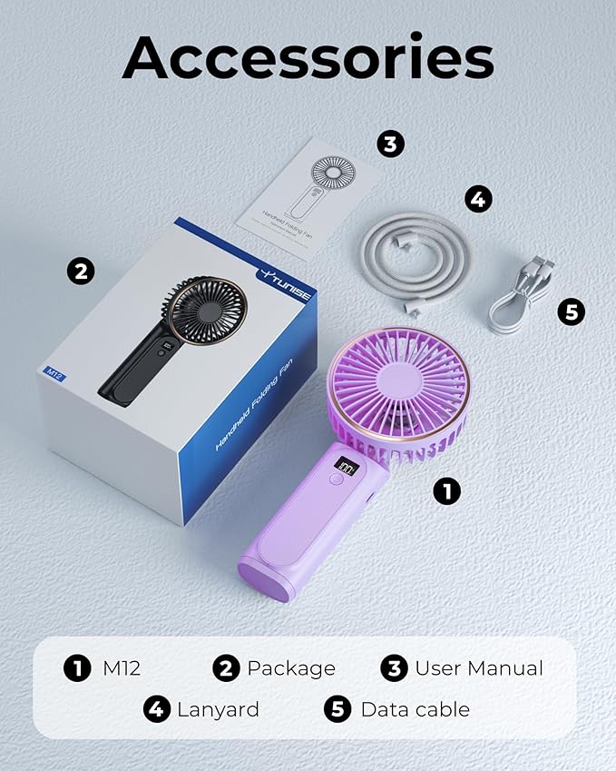 Ventilador Portátil Plegable 6 Velocidades con Batería Recargable miniatura 8