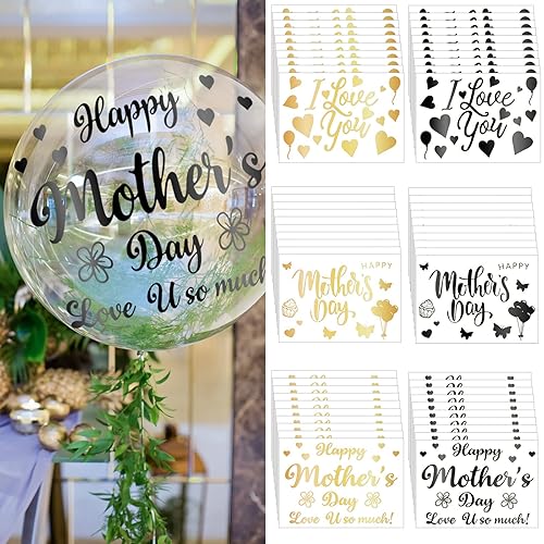 Estune 60 Sheets Happy Mother's Day Balloons Stickers Mother's Day