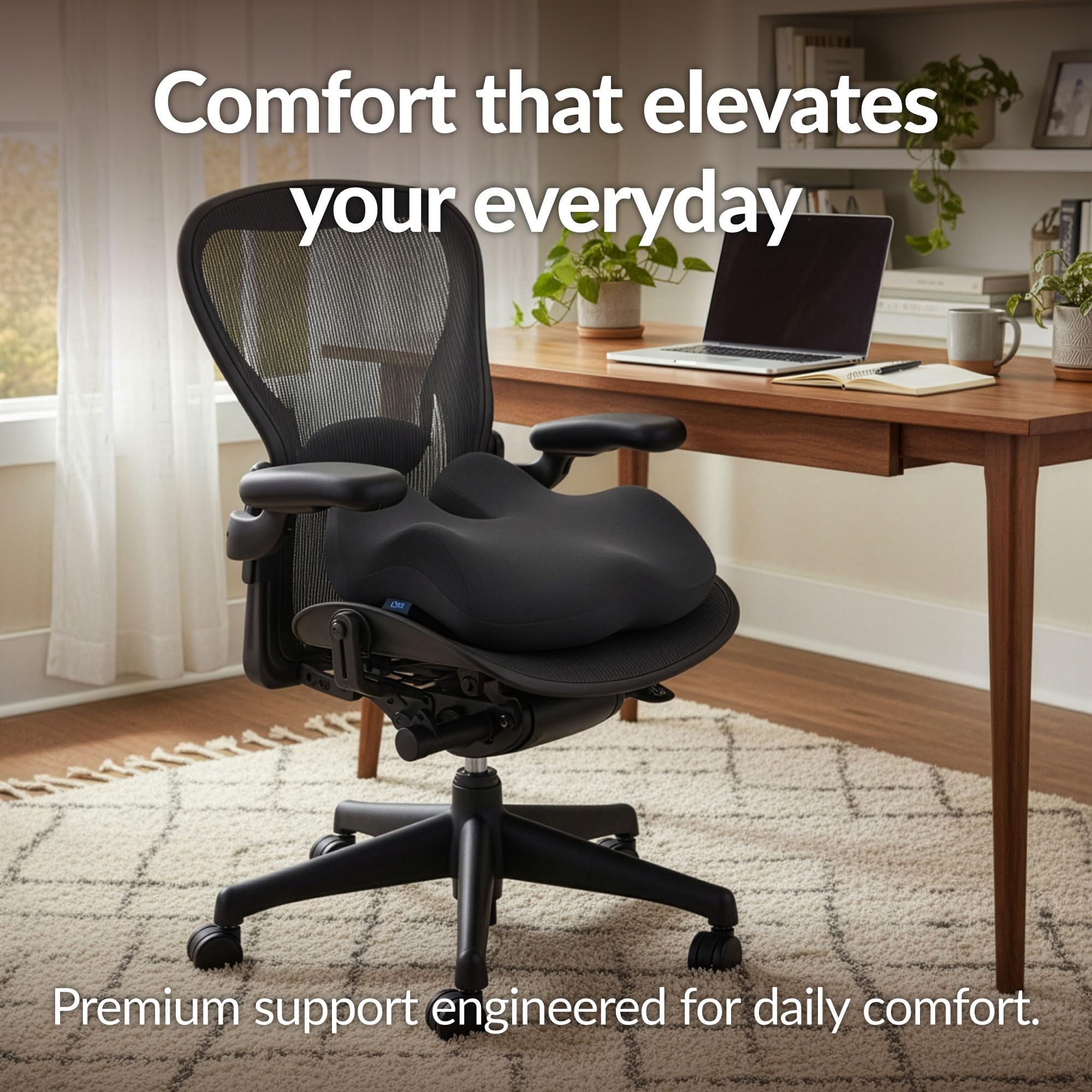 Everlasting Comfort Doctor Recommended Memory Foam Seat Cushion for Office Chairs Car - Ergonomic Office Desk Accessories - — view 7