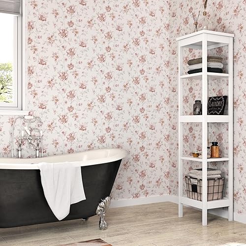 Miniatura 6 de WESTICK Papel tapiz autoadhesivo con diseño floral de rosas rosadas, autoadhesivo, extraíble, para paredes decorativas, dormitorio, baño, cuarto de