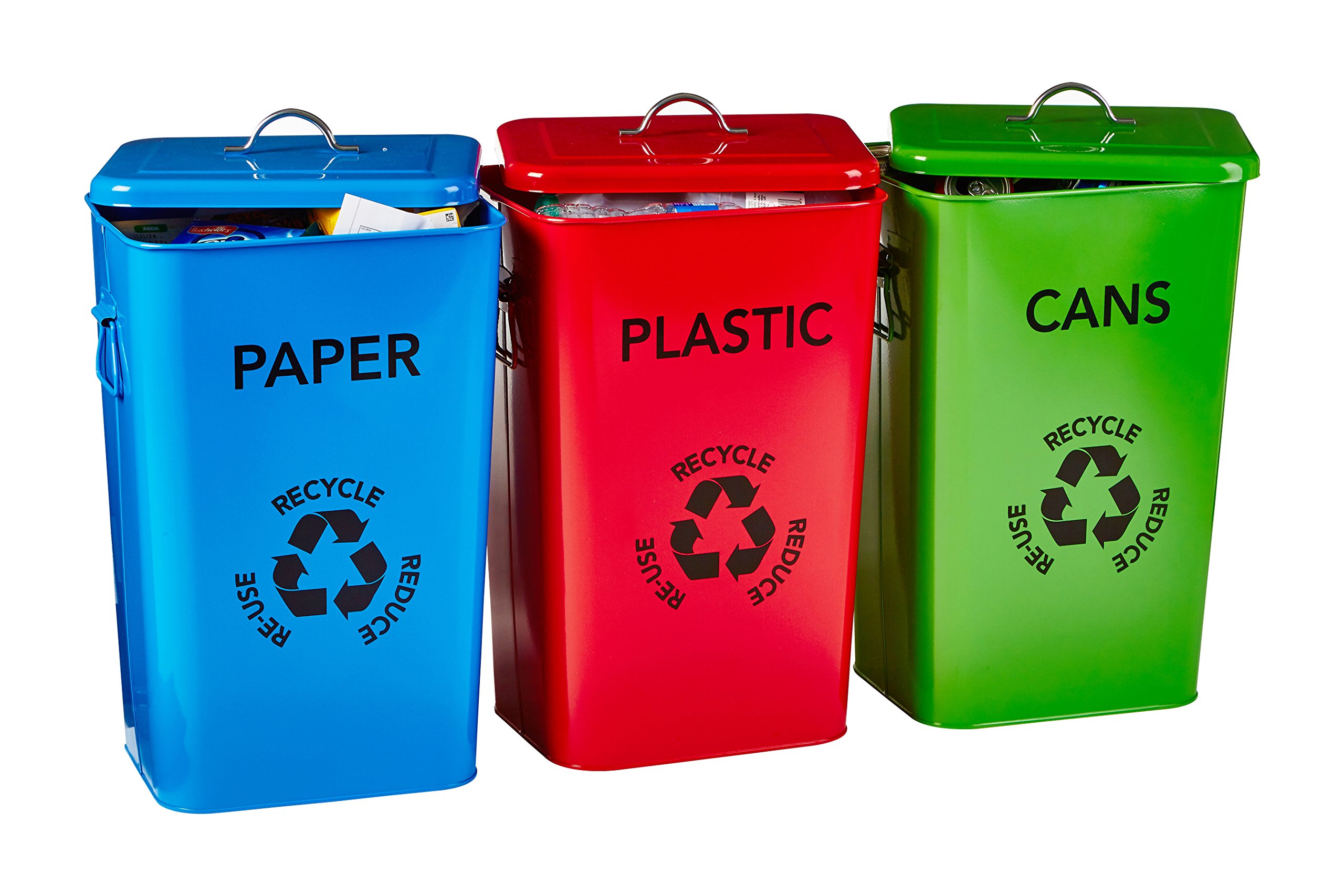 Premier Housewares - Cestini in plastica, Carta e lattine con Logo, Multicolore, Set da 3