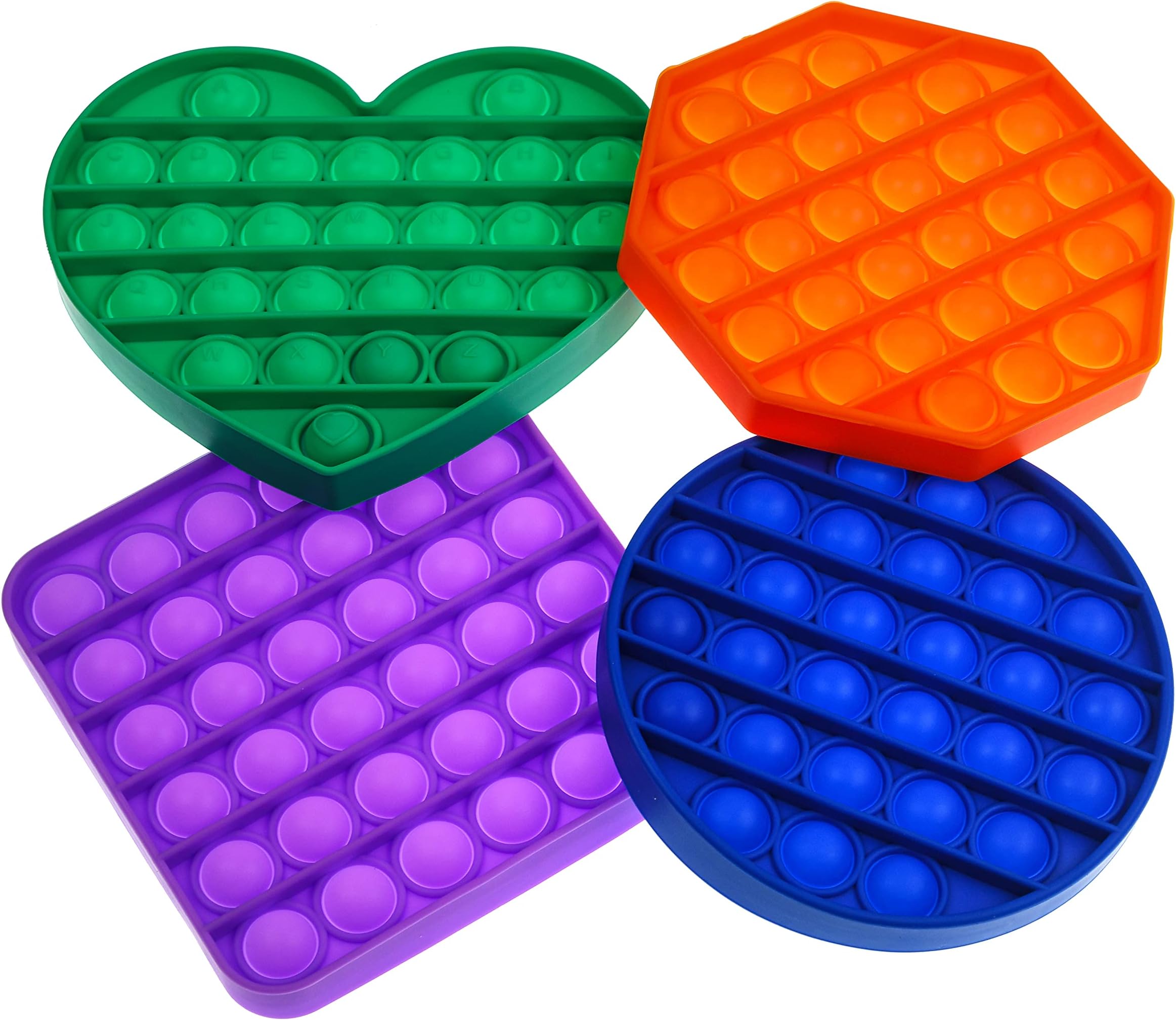 LITTLE CHUBBY ONE Push Pop It Bubble Popping Fidget Toys, 4-Piece Set - Special Needs Sensory Toy Helps Reduce Anxiety and Stress Promotes Fine Motor Skills Travel Friendly Toy Perfect for Kids