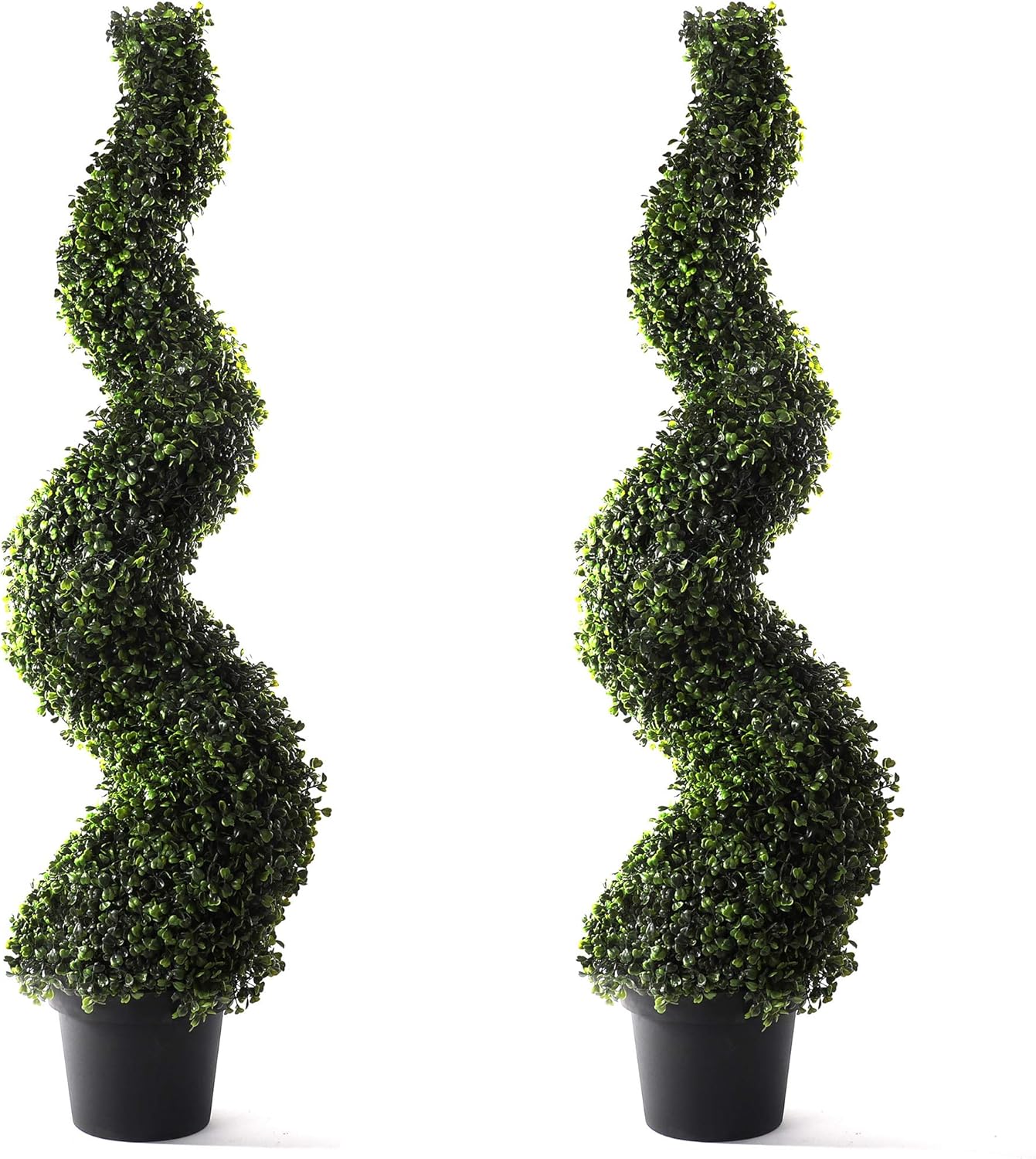 Bornbridge Artificial Spiral Topiary Tree - Indoor / Outdoor Topiary Trees - Artificial Outdoor Plants (2 Pack, 4' Cypress) -