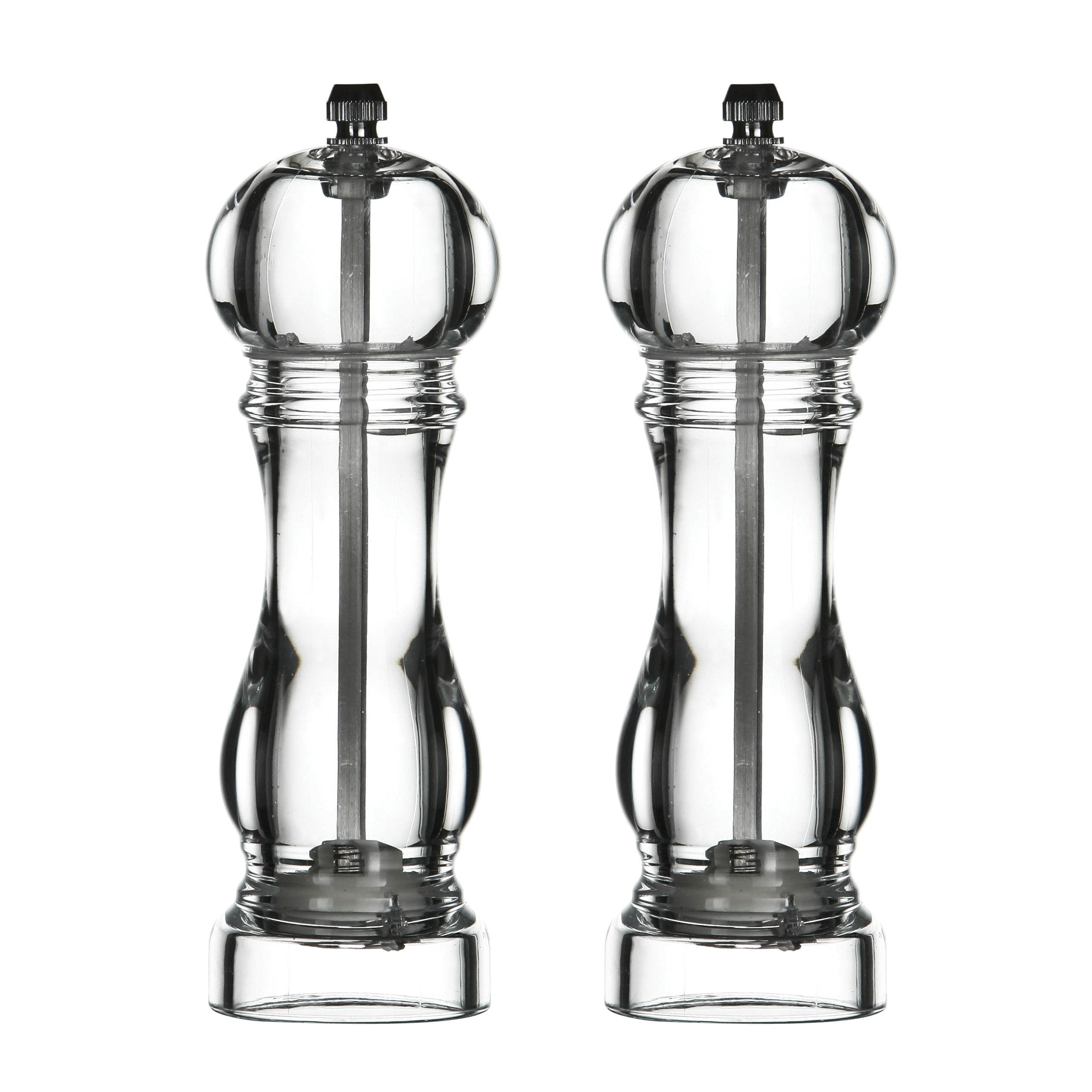 Orsina Small Acrylic Salt And Pepper Mill SetCompact Transparent Grinders With Adjustable Ceramic Mechanism, from B&Q