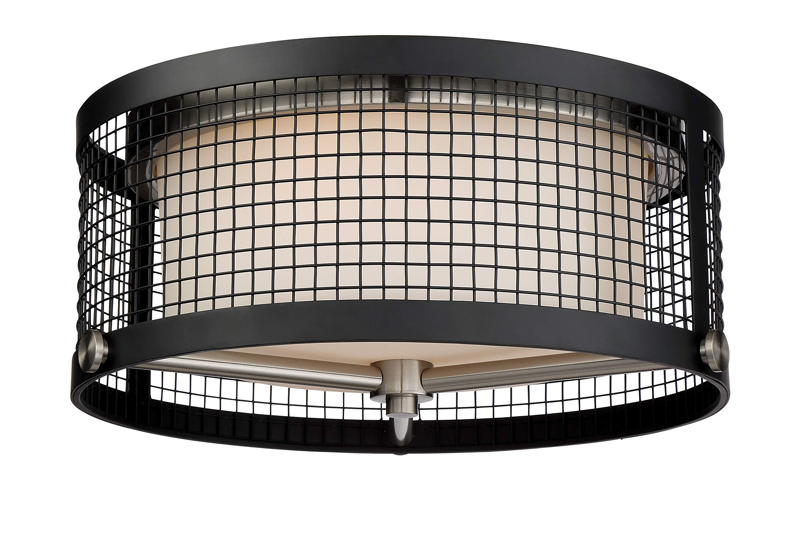 Nuvo 60/6452 Pratt-3 Light Flush Mount Fixture with White Glass, Black/Brushed Nickel
