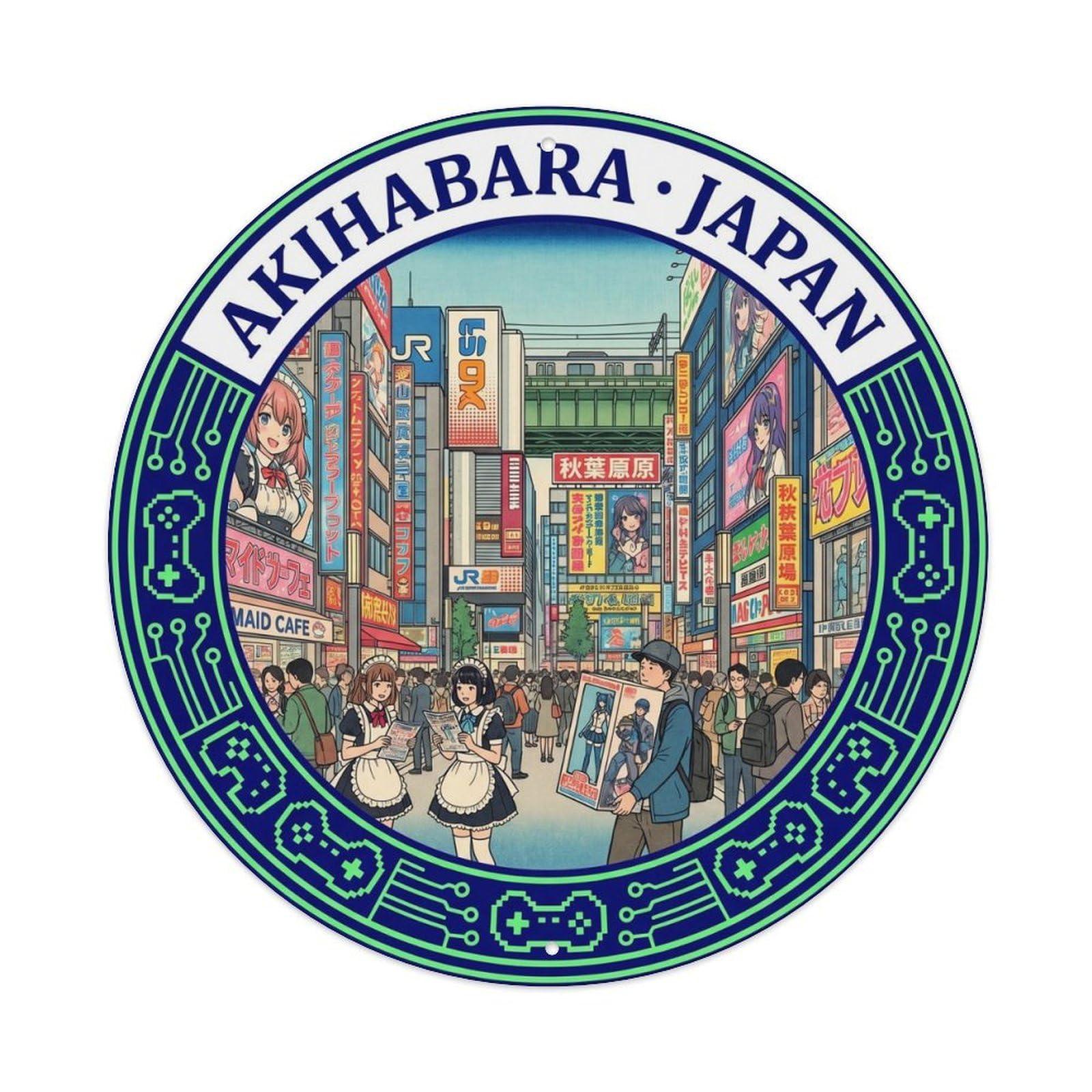 Olyhtr 8X8inch Classic Style Japan's Travel Tokyo Akihabara Maid Cafe Metal Tin Sign