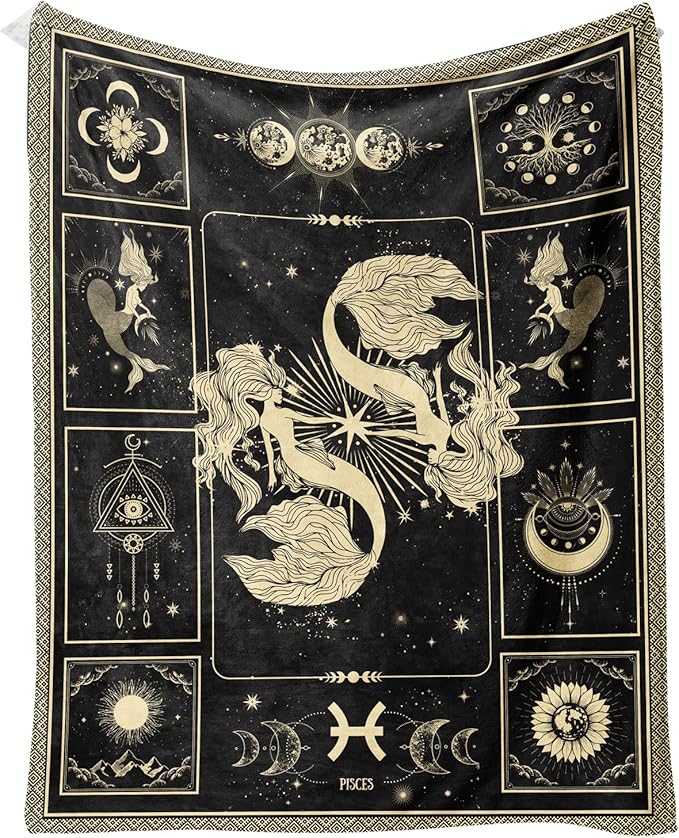 Pisces Constellation Blanket Astrology Sign Throw Blanket, Lightweight Microfiber Blanket Birthday Graduation to Mom Gifts for Women Men 40