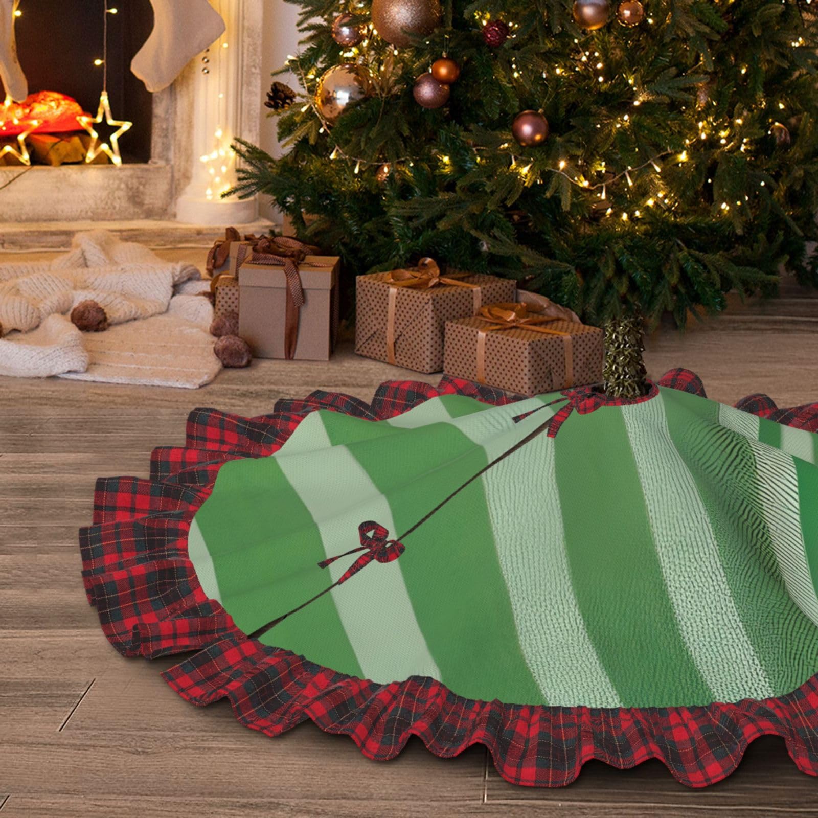Father’s Day Christmas Tree Skirt – Rustic Farmhouse Style, 36″ Diameter, Machine Washable, Holiday Decor