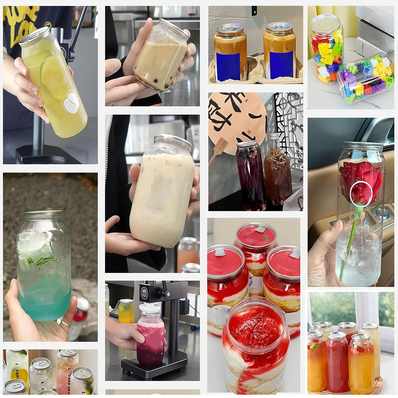 Botellas De Plástico Vacías De 55 Mm Para Máquinas Selladoras De Latas, Latas De Plástico Con Tapa, Envases De 250 Ml, 330 Ml Y 500 Ml Para Jugos Y Batidos, Para Té De Burbujas. 500ml(100sets)